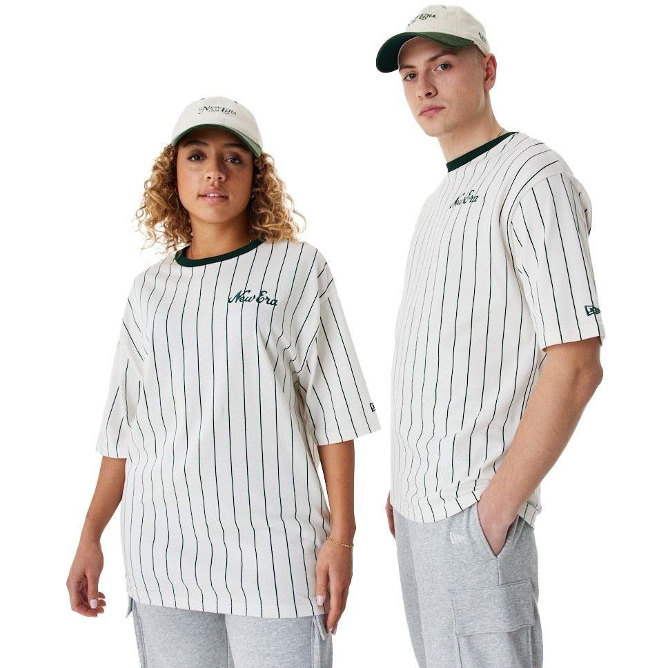 New Era Print-Shirt Oversized white off green white-dark PINSTRIPE off