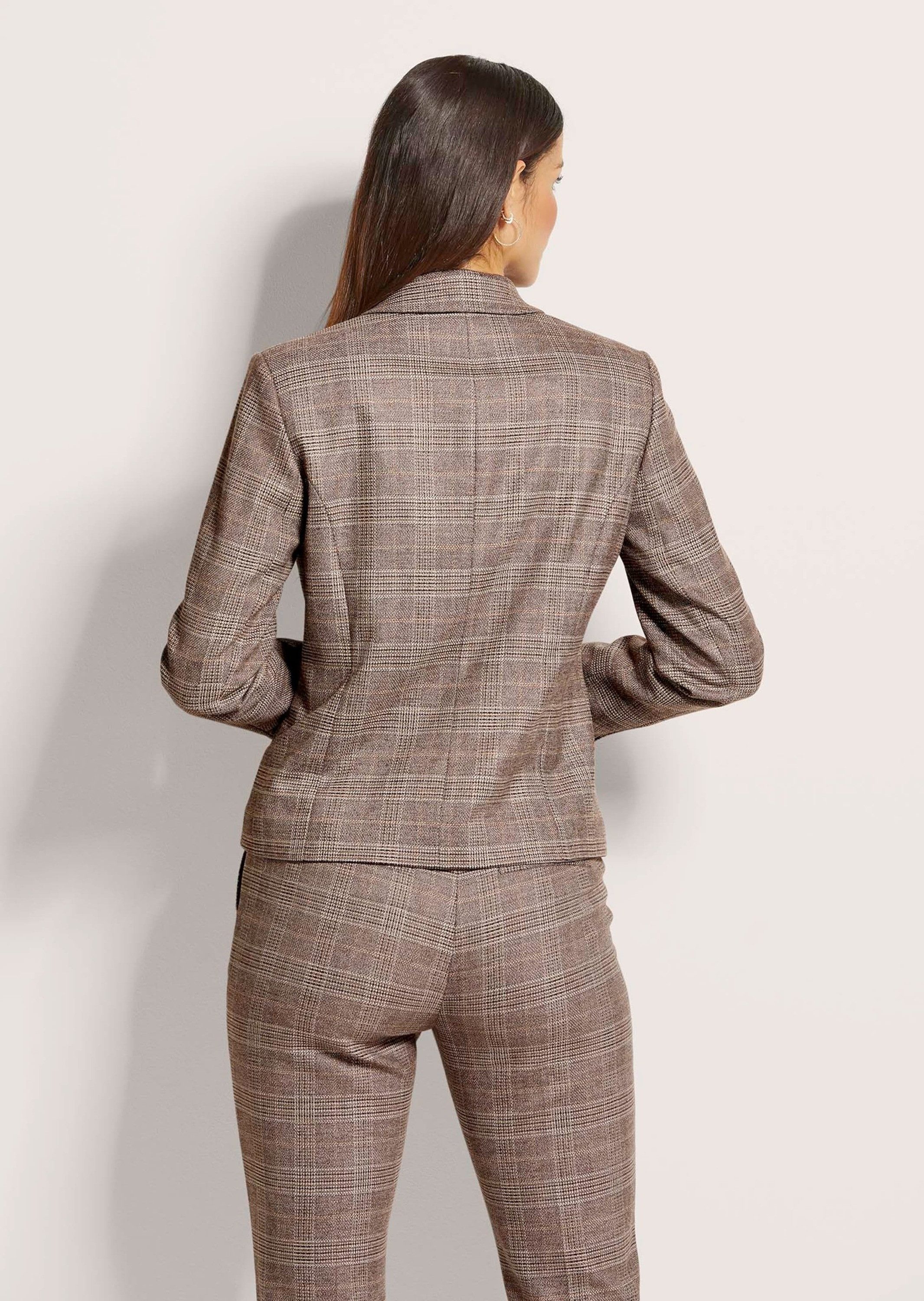 MADELEINE Kurzblazer Glencheckblazer mit Stretchkomfort Gefütterte Businessjacke mit Karo-Muster, Reverskragen