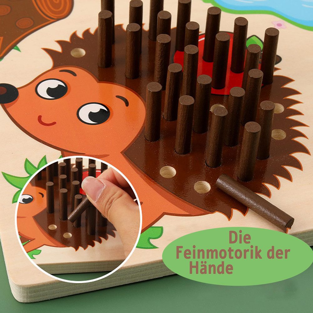 Zaewry Lernspielzeug Holz-Steckspiel,Montessori-Spielzeug,Feinmotorik, Familienreisespiel, Kerplunk-Spiel für Kinder, pädagogisches Zählspielzeug,Mathe – Bild 2 von 5