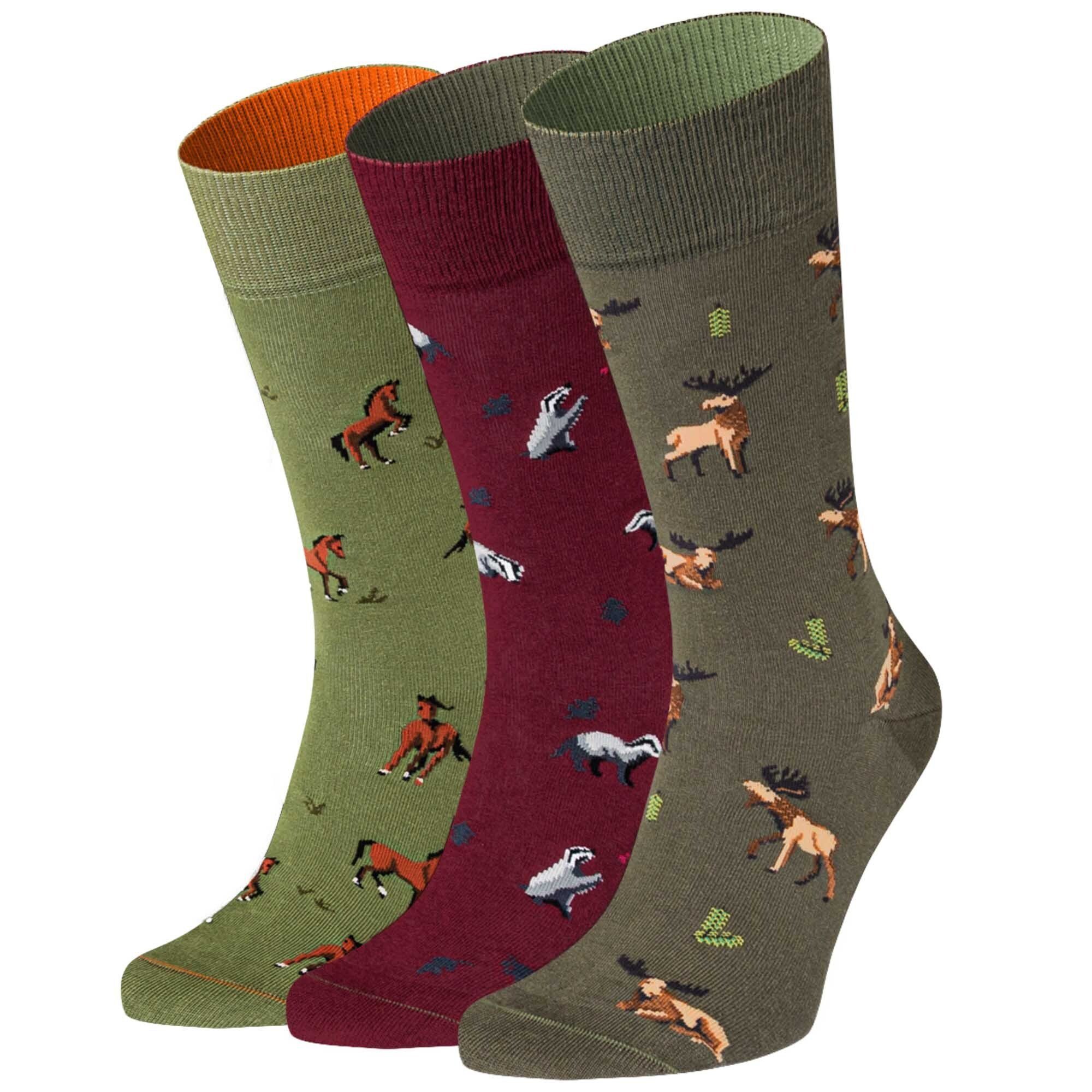 von Jungfeld Kurzsocken Herren Socken, 3er Pack - Wildlinge, Motivsocken Landstreicher