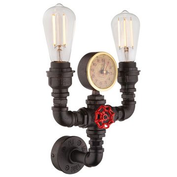 etc-shop Wandleuchte, Leuchtmittel nicht inklusive, Wand Strahler Wasser Rohr Leuchte Quartz Uhr Retro Lampe Beleuchtung