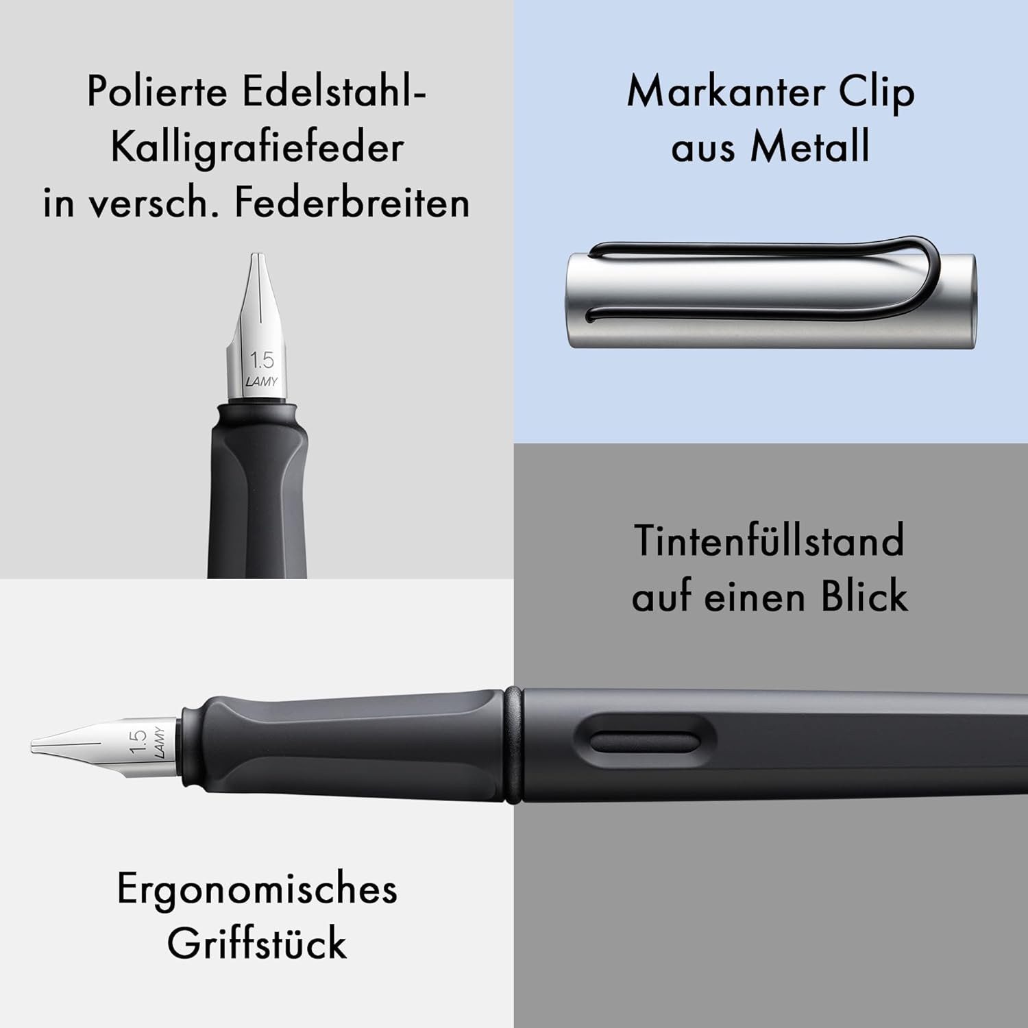 LAMY Füllhalter LAMY Füller Silber 011 joy AL Schönschreibfüller Stärke 1,5mm