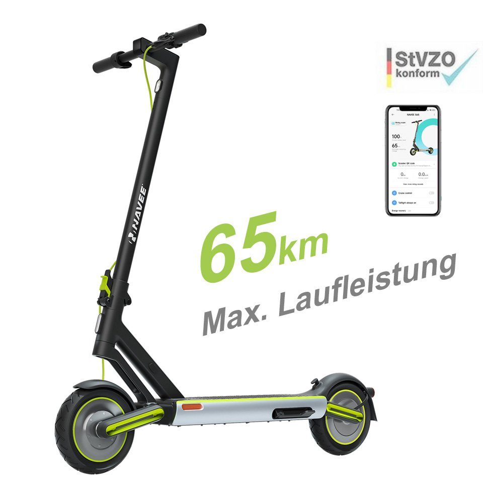 NAVEE E-Scooter mit Straßenzulassung ABE, LED Display, Max. Laufleistung 64 km, 20 km/h, IPX5 wasserdicht, Doppel-Federungssystem & Bremsen, App-Steuerung