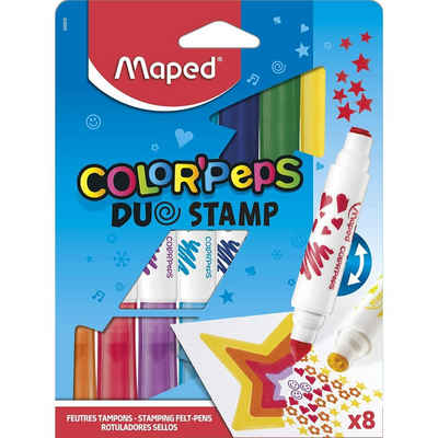 MAPED Fineliner 8 COLOR'PEPS Duo Stamp Filzstifte farbsortiert