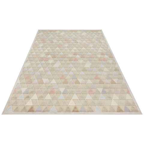 Teppich Aisne, ELLE DECORATION, rechteckig, Höhe: 8 mm, Kurzflor, Velour, Dreieck Muster, Hoch-Tief Struktur Optik