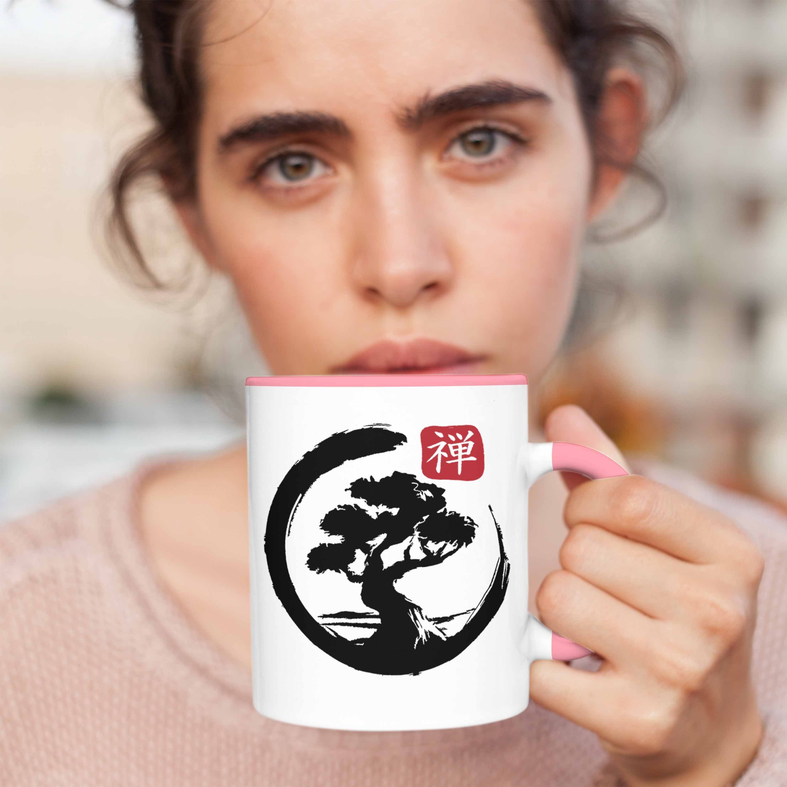 Bonsai-Liebhaber Geschenk Bonsai Silhoette Tasse für Lustige Rosa Tasse Trendation