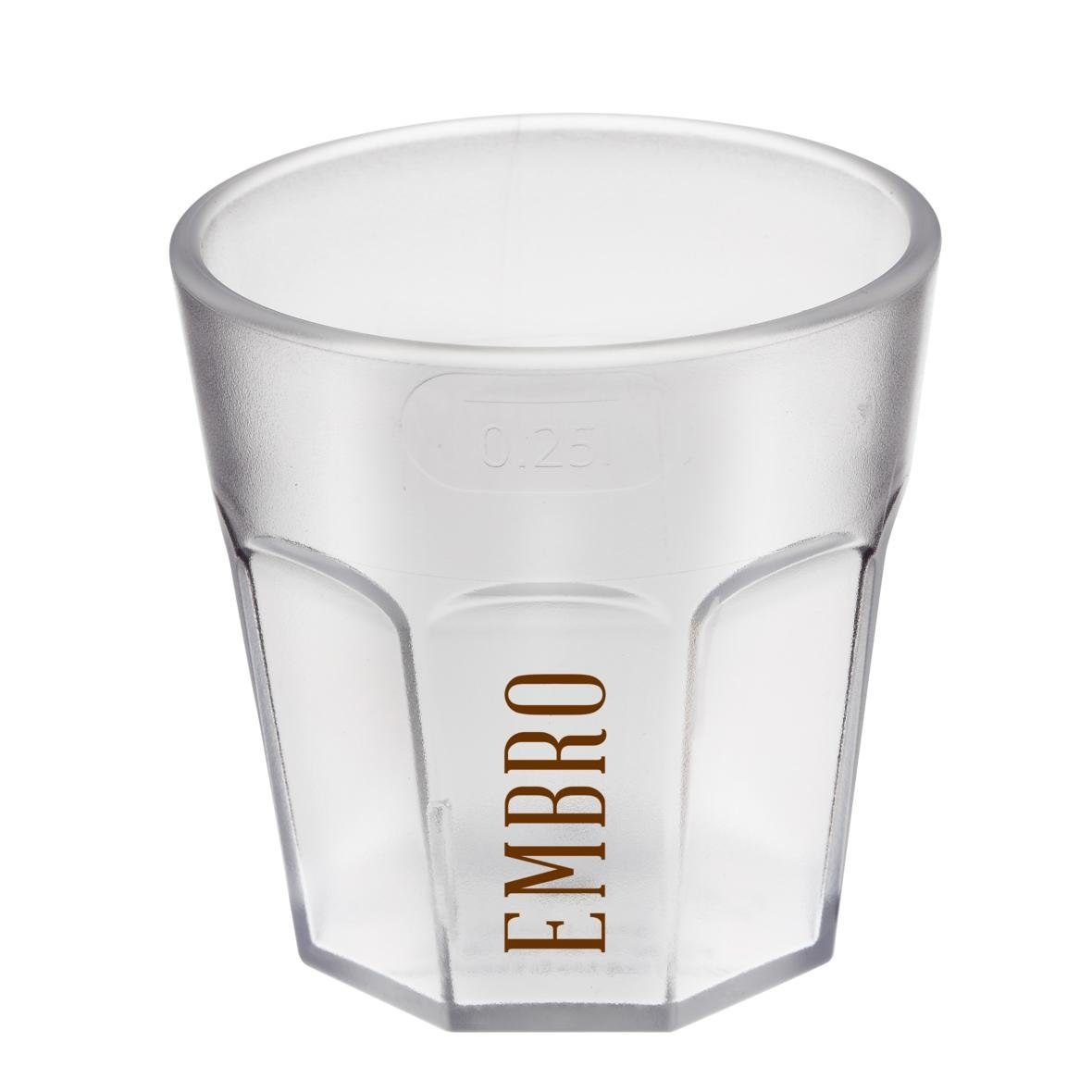 elasto Becher Kunststoff Trinkbecher 250ml Wasserbecher modernes Trinkglas, Made in Germany, Trinkglas, BPA-frei, 100% Recycelbar, Whiskeyglas