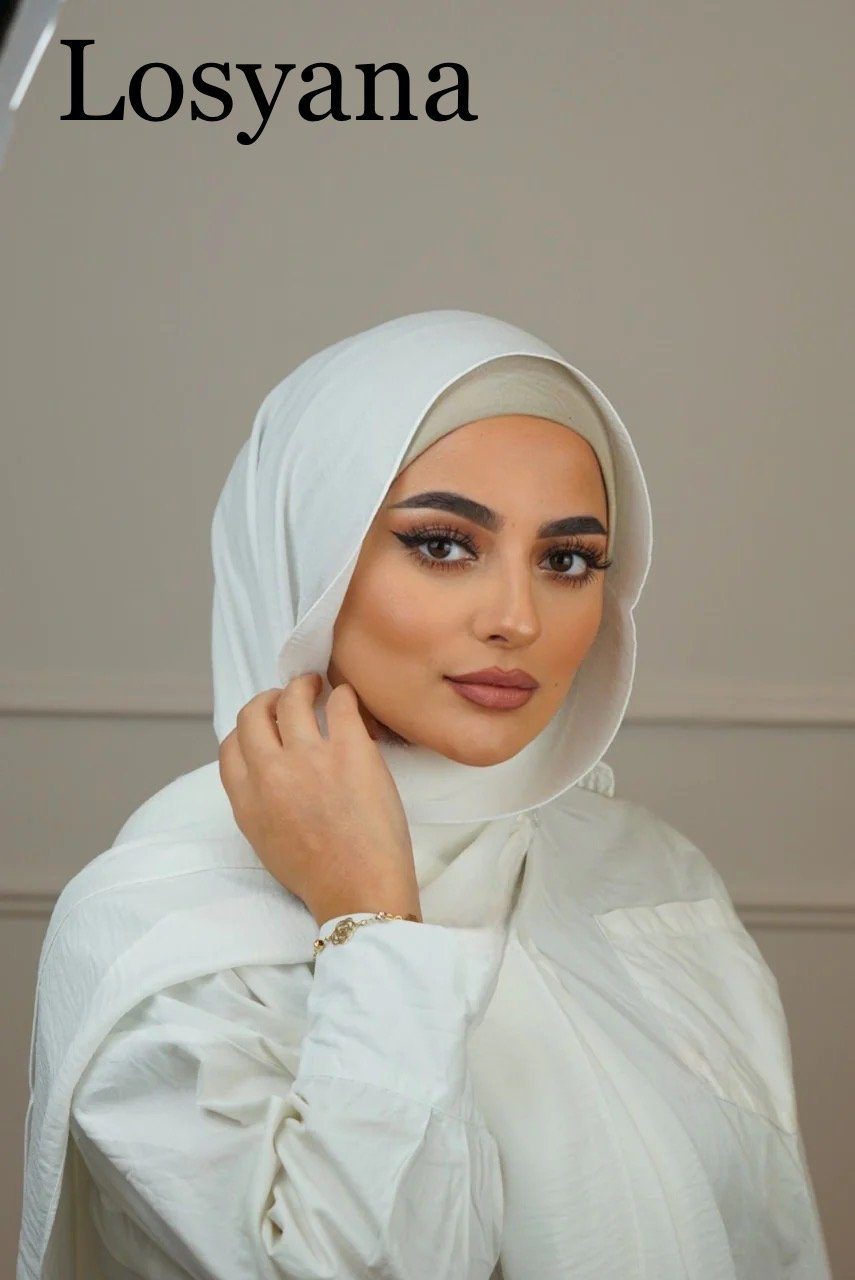 HELLO MISS Kopftuch Kopftuch Schal Hijab Jazz Stoff von Losyana Jazz-Weiß