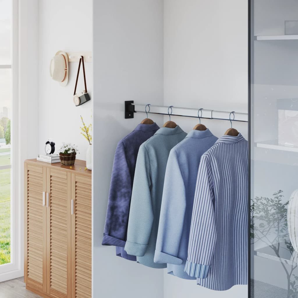 furnicato Garderobenstange Teleskop-Kleiderstange Aluminium Silber 58-100 cm, 2er Set, (1 St), Belastbare Garderobenstange ohne Montage für das Badezimmer – Bild 3 von 5