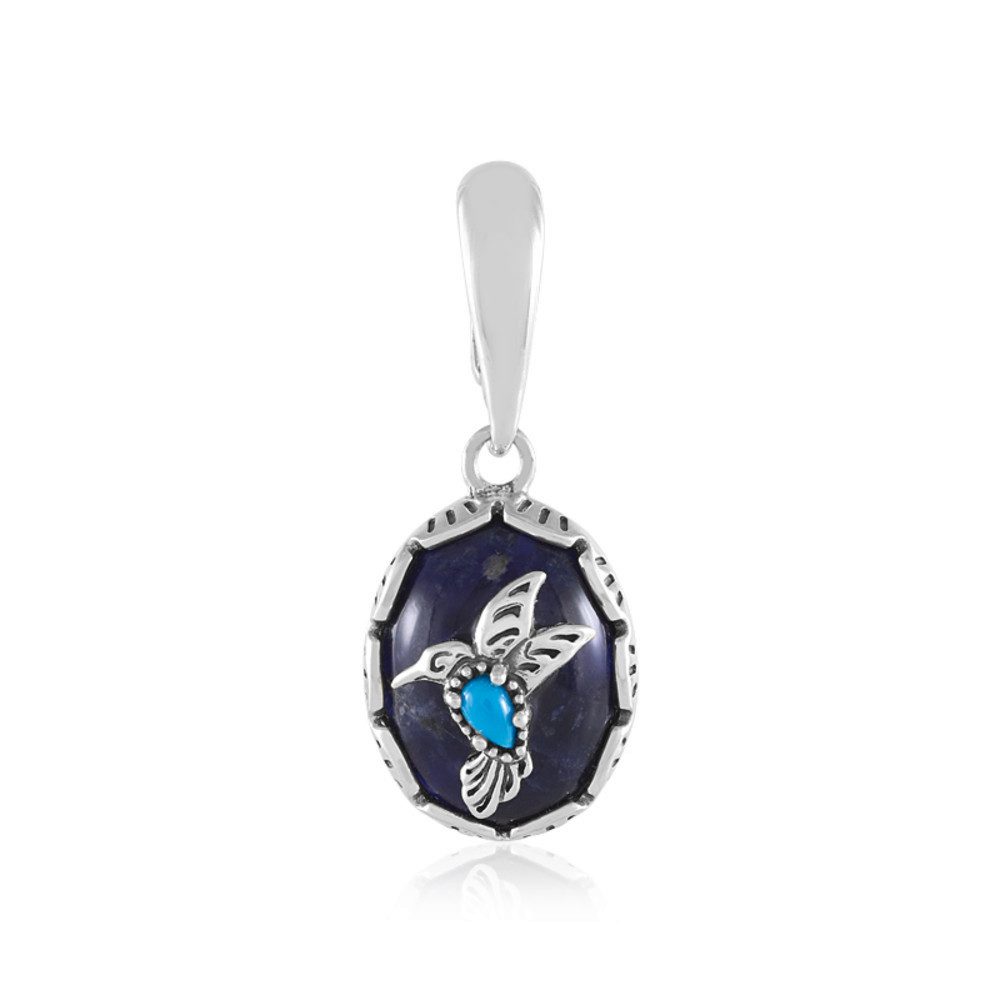 Cavill Kettenanhänger Sodalith Silberanhänger mit Türkis Cabochon, Kolibri Design (1-tlg)