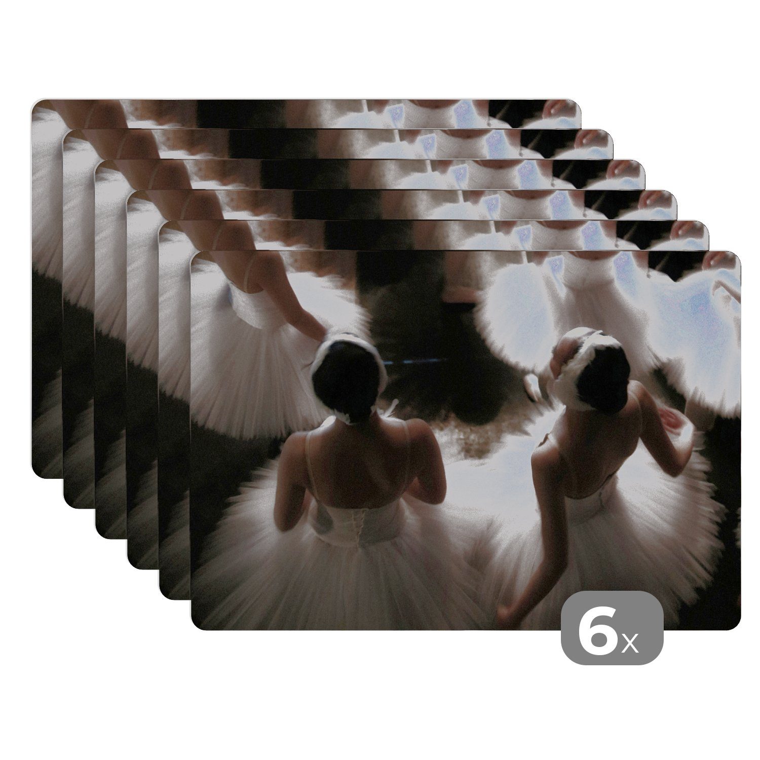 Platzset, - Ballett Ballerina - Platzset, (6-St), Tischmatten, Schmutzabweisend Platzmatte, Tanz, Platzdecken, MuchoWow,