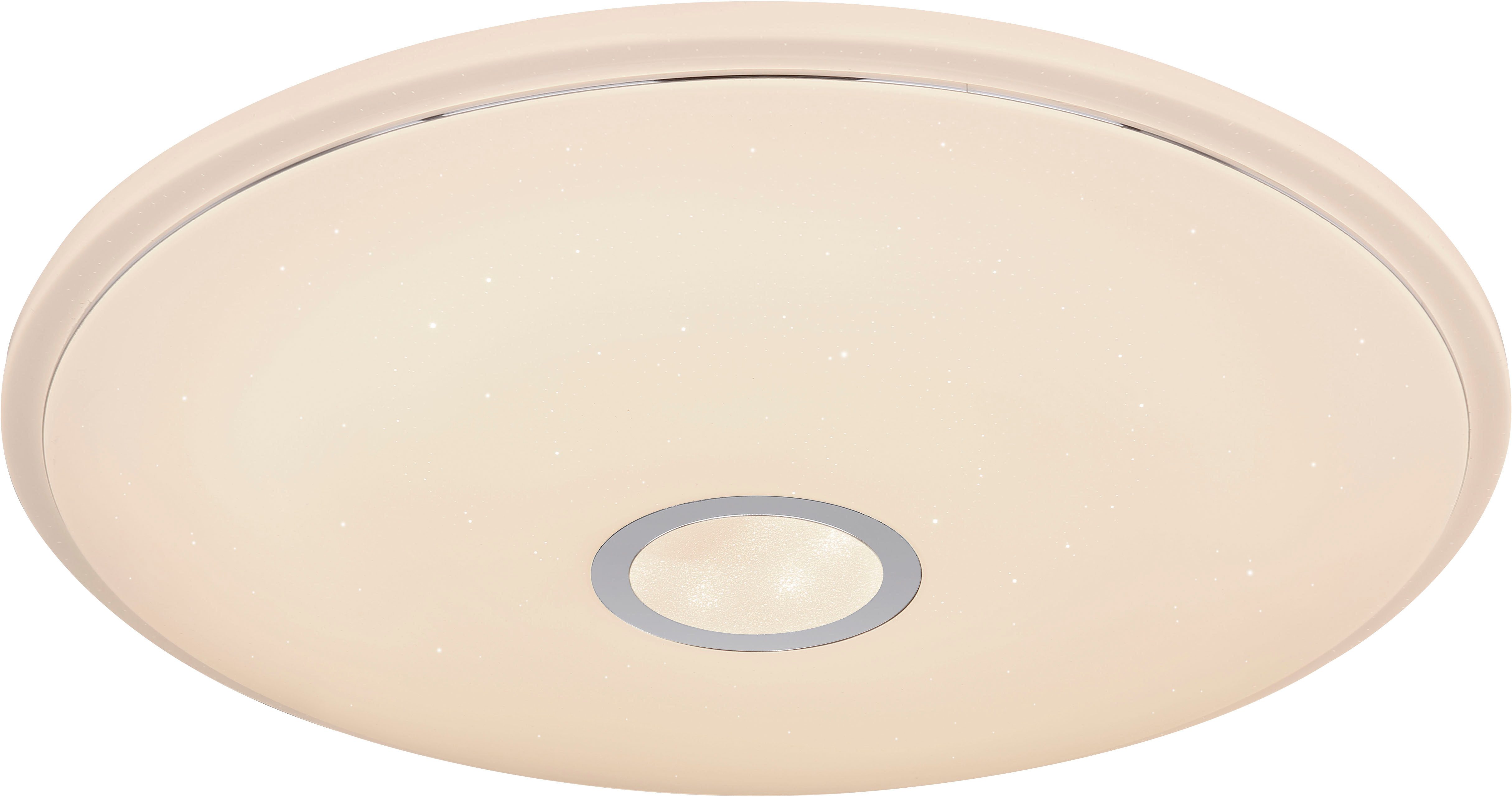 GLOBO LIGHTING Deckenleuchte CONNOR, LED fest integriert, Deckenleuchte Weiß/Opal, Chromring, RGB, SmartLight, LED 30W