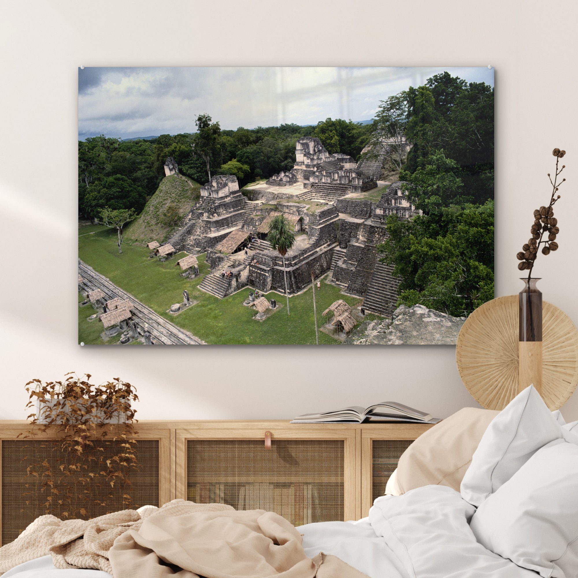 MuchoWow Acrylglasbild in Acrylglasbilder Blick die Tikal Guatemala., (1 St), Wohnzimmer & auf Stadt oben Schlafzimmer von