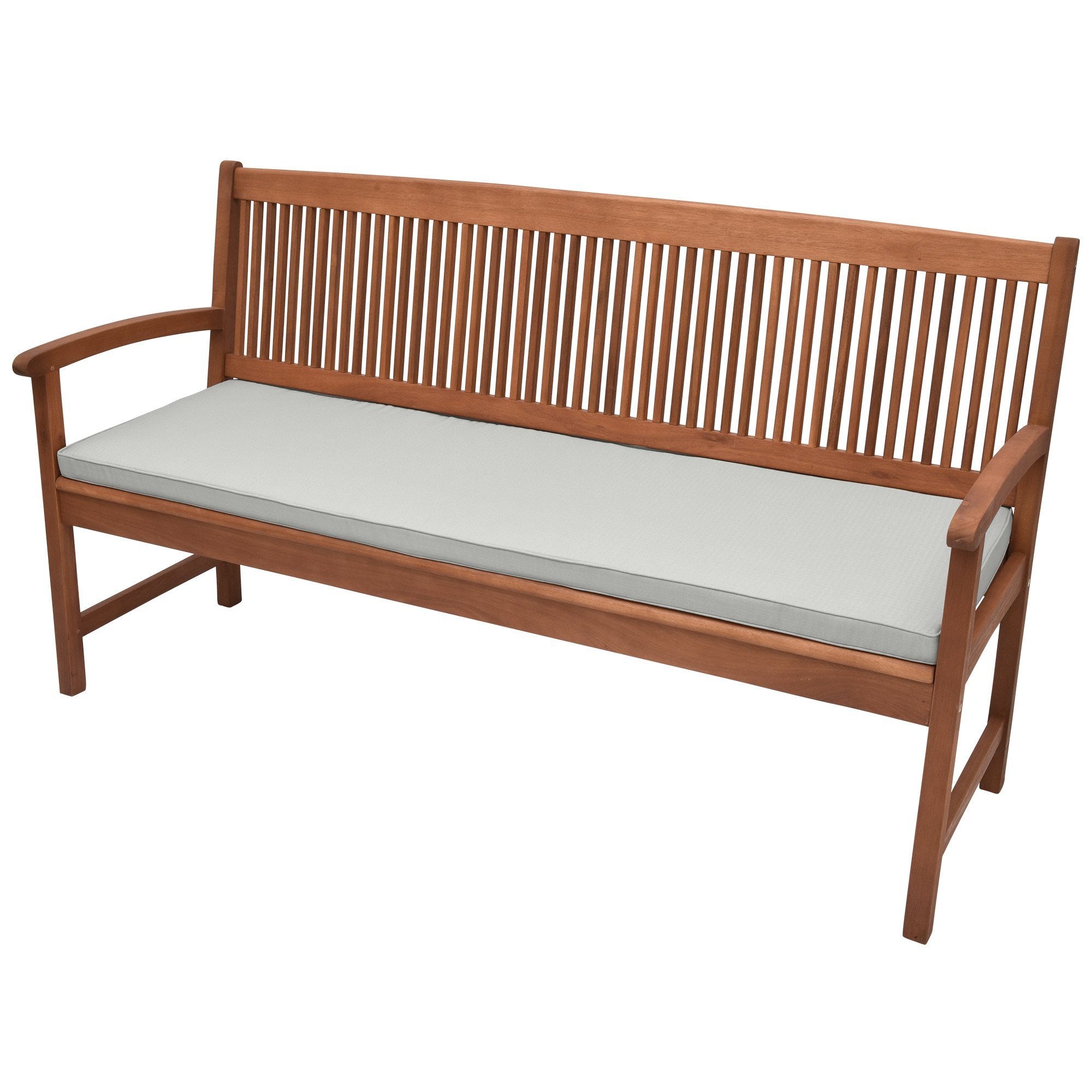 Beautissu Bankauflage Bankauflage Base BK, 100x48x5cm, Hellgrau, waschbare Bankkissen Sitzauflage - Gartenbankauflage Outdoor