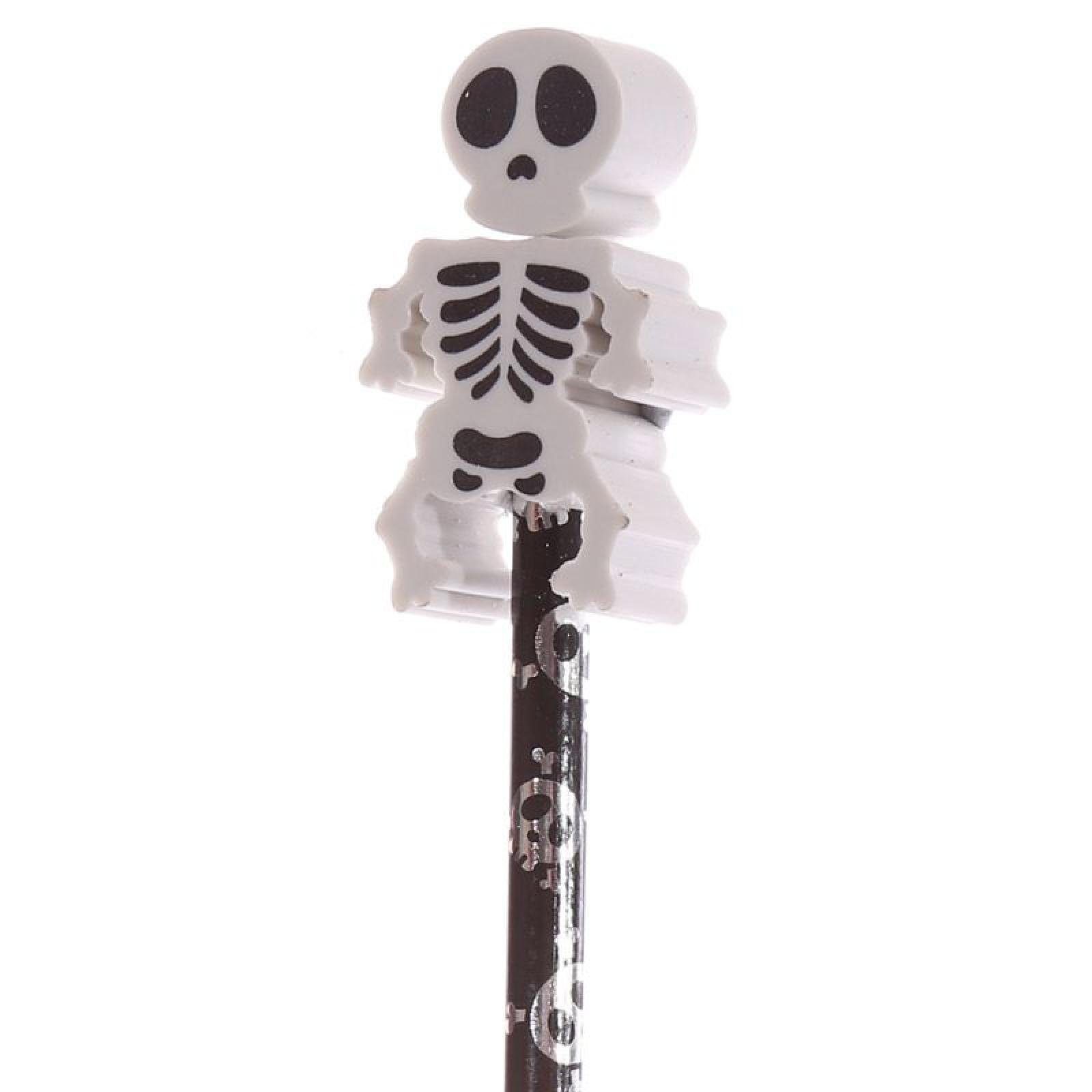 Bleistift Stück) Skelett mit Lustiges Radiergummi Bleistift Puckator (pro