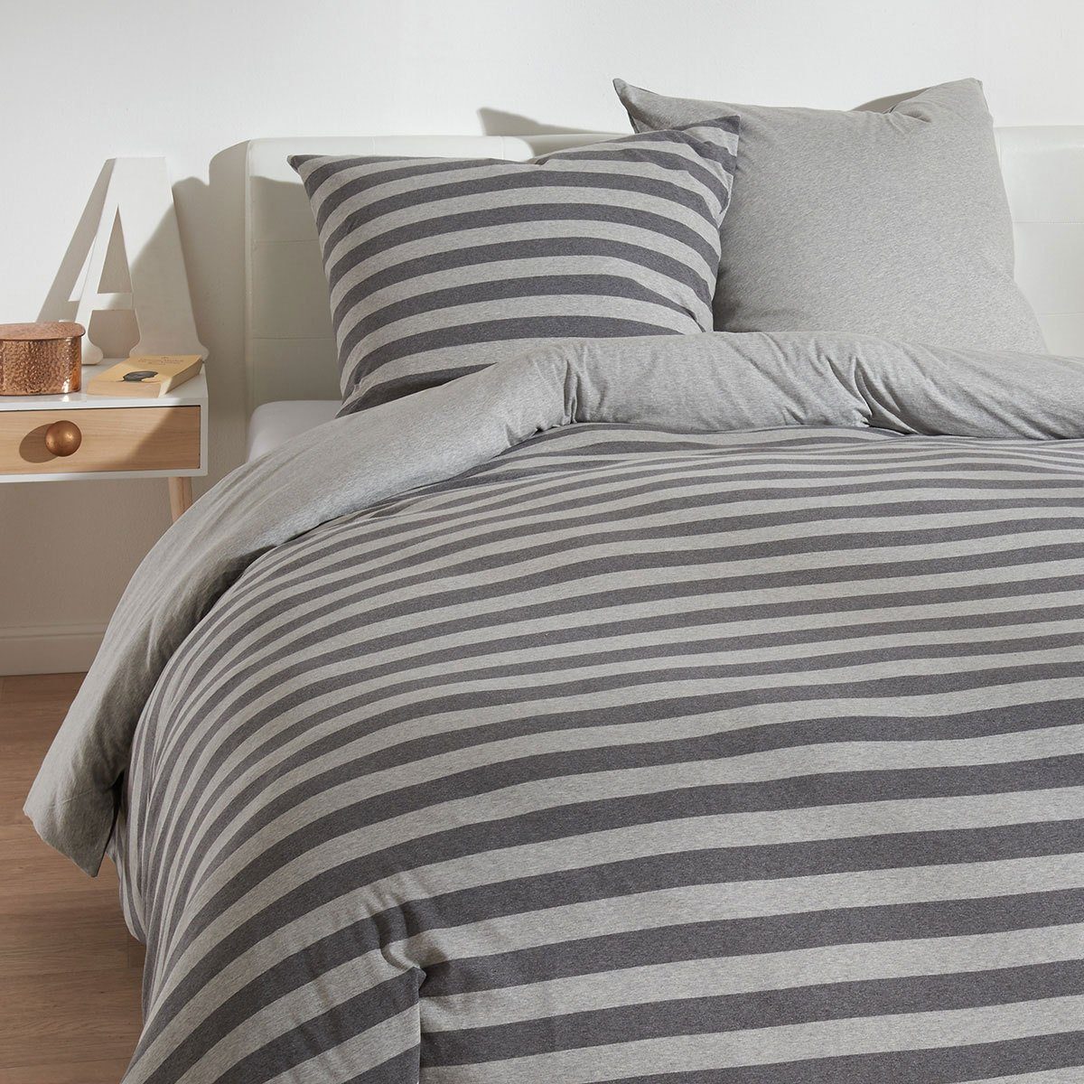 TRAUMSCHLAF Bettwäsche Melange-Stripe Stone, Jersey, 3 günstig online kaufen