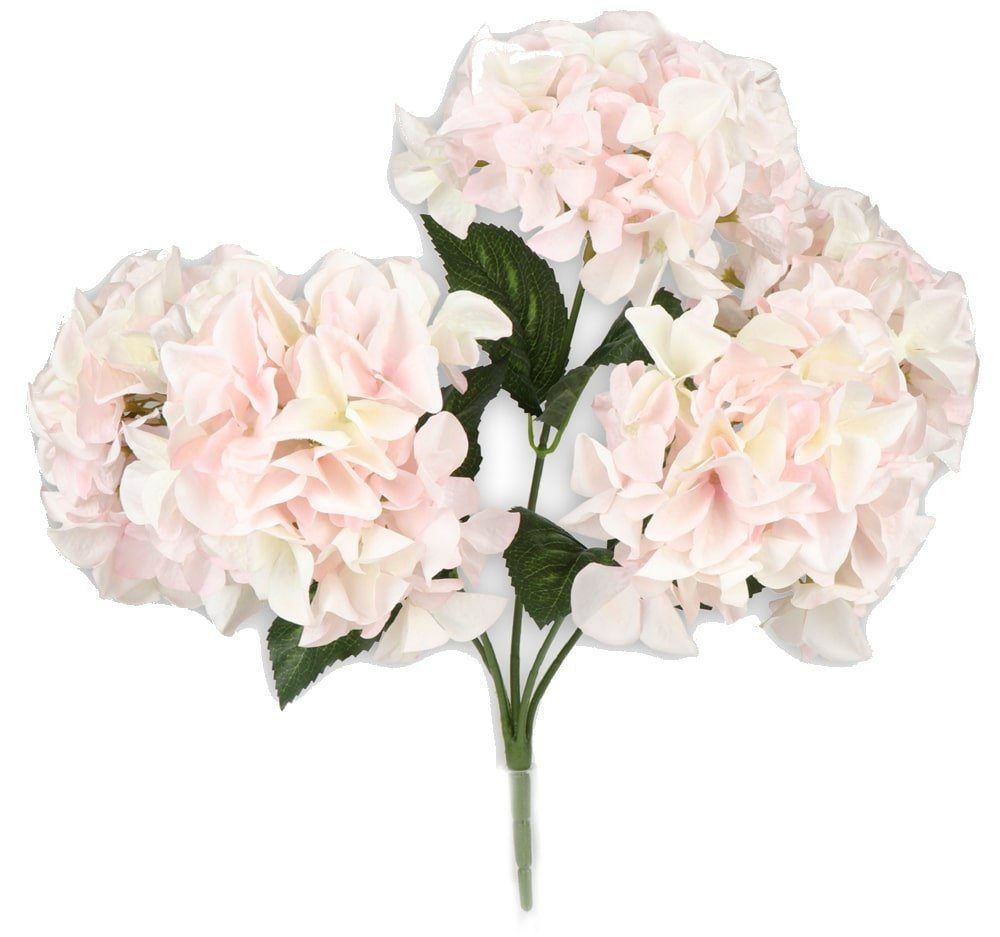 Kunstblume Hortensien Kunstblumen 1 Bund 5 Blüten Ø 18 cm rosa hellrosa Hortensien, matches21 HOME & HOBBY, Höhe 45 cm