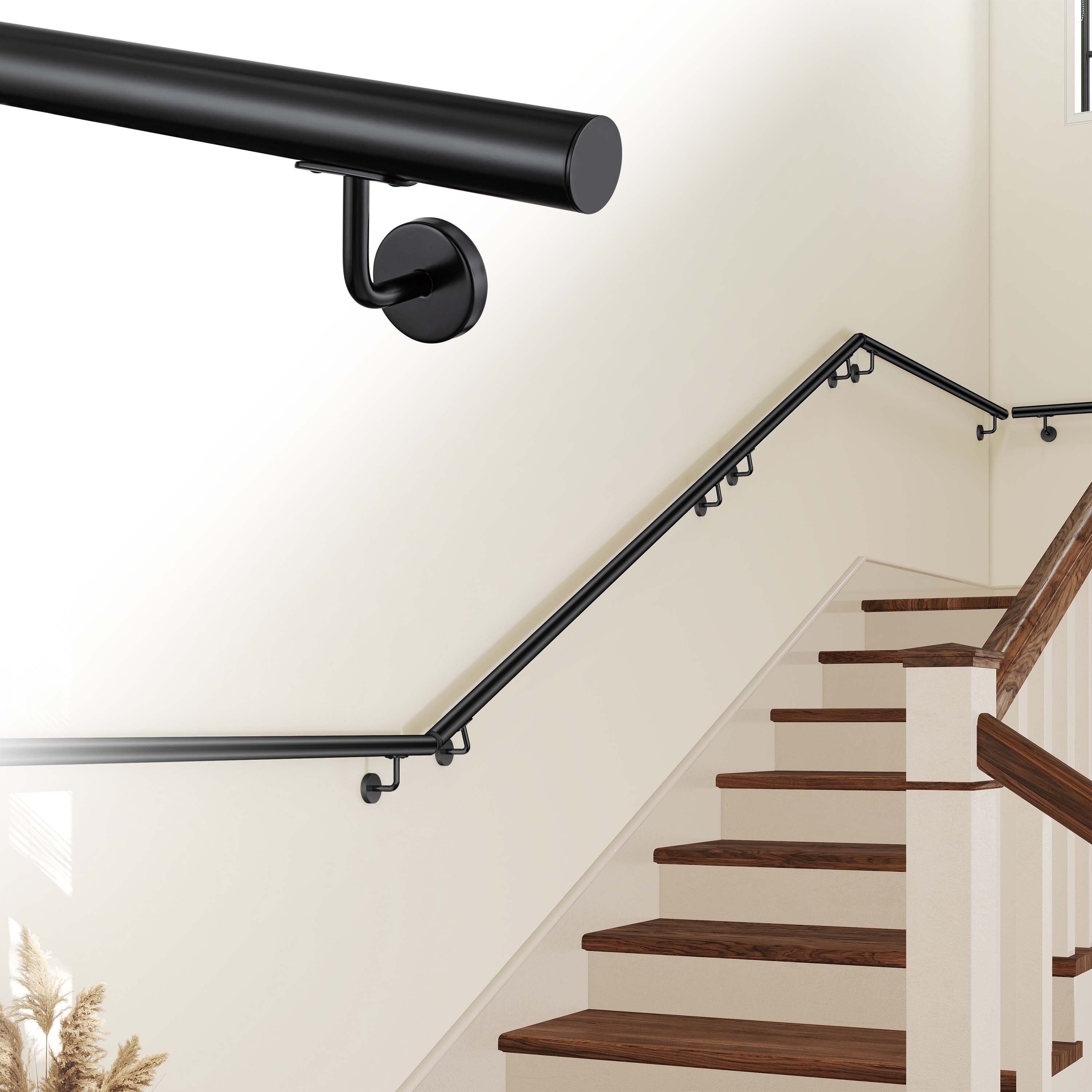 AICA Handlauf AICA Edelstahl Wandhandlauf & Treppengeländer Rostschutz Innen Außen, 80 cm Gesamtlänge, (Packung), 304 Edelstahl, Farbe: Silber/Schwarz/Braun, Länge: 80-240 cm