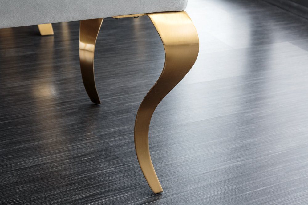 175cm 1-St), Design BAROCK · Edelstahl · | · grau Schlafzimmer / Flur grau · Samt grau riess-ambiente Esszimmer (Einzelartikel, MODERN gold · Sitzbank