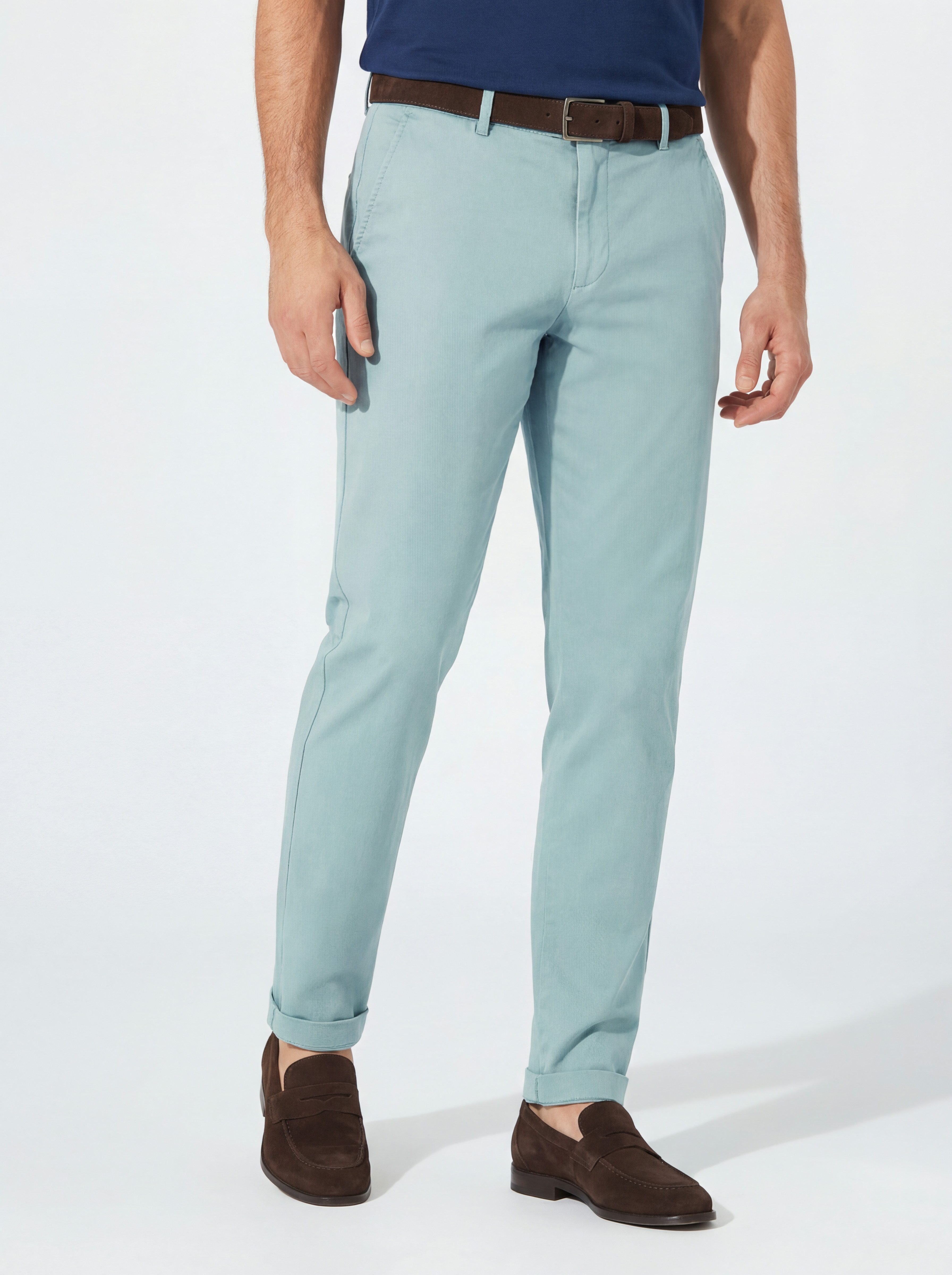 Hiltl Chinos Tourist 2.0 Chino Hose Herren Slim Fit Soft Cotton, taubenblau, 54 Baumwollhose mit Stretch, komfortable Hose für Reisen und Alltag