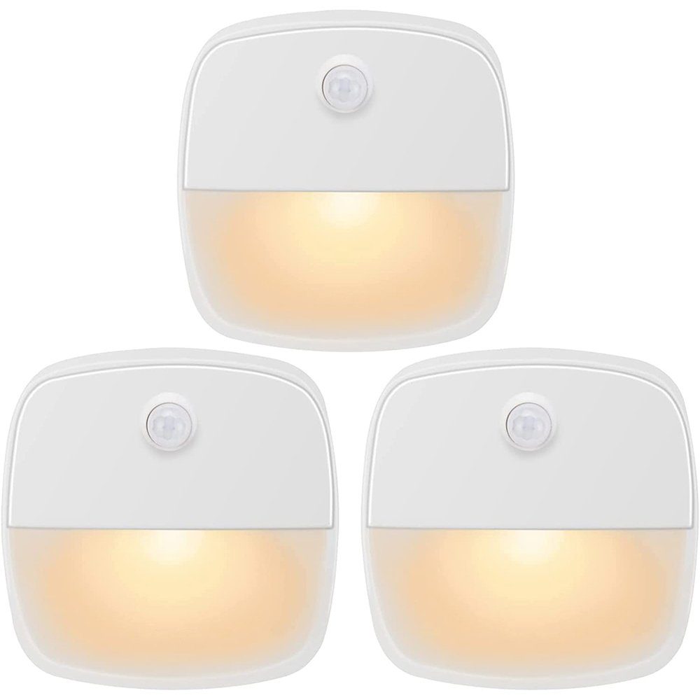 Rosnek LED Aufkleber, Warmweiß, Bewegungsmelder, Schrank, Weiß, Schlafzimmer Treppen batterie für Nachtlicht Flur