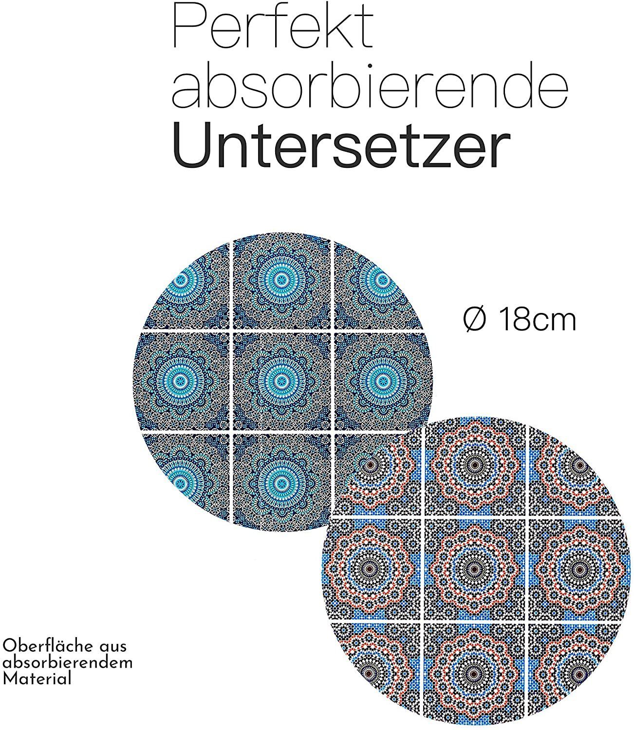 Topfuntersetzer Mosaic (rund, Keramik Moroccan Topfuntersetzer 2er BOHORIA Set Keramik 18cm), Premium Design BOHORIA®