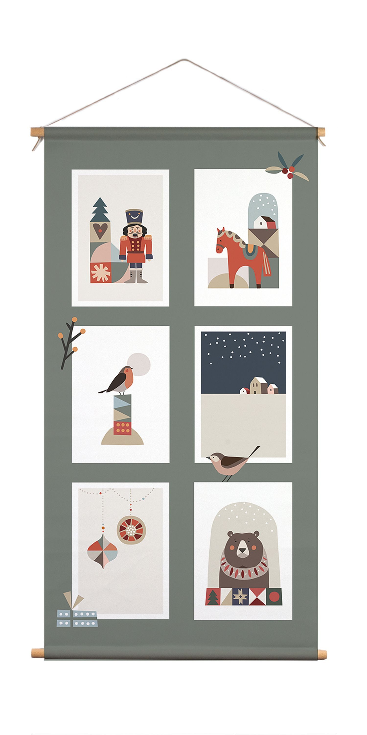 artissimo Poster Stoff-Poster 60x120 cm XXL Weihnachtsdeko - Wanddeko für Weihnachten, Großes Weihnachtsbild: Skandnavisches Bild mit Weihnachtsmotiv