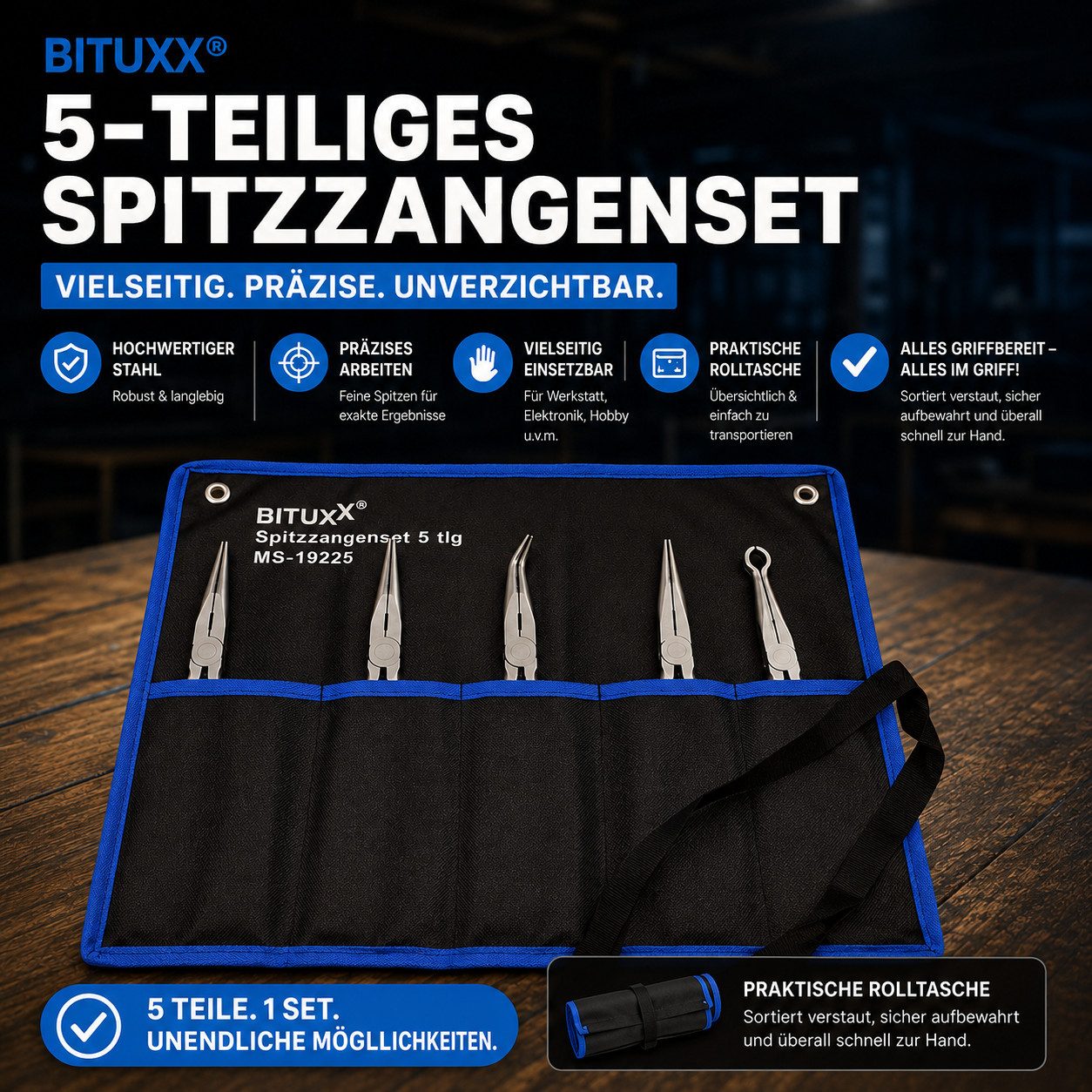 Bituxx Spitzzange Bituxx Spitzzangen Set 5 tlg., Set 5-tlg., MS-19225