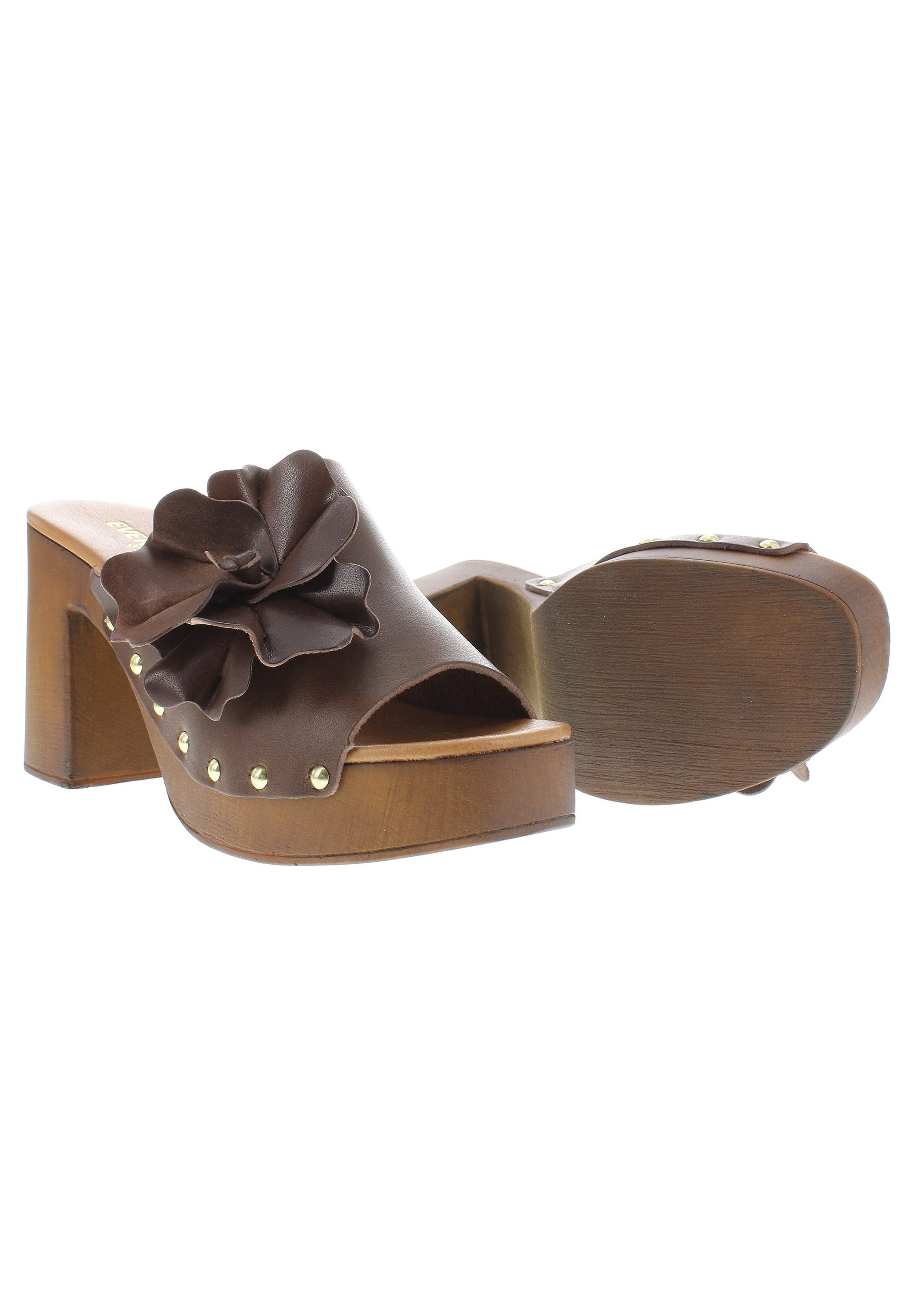Everybody MARCELLA - Retro Plateau-Pantolette mit Lederblume Pantolette