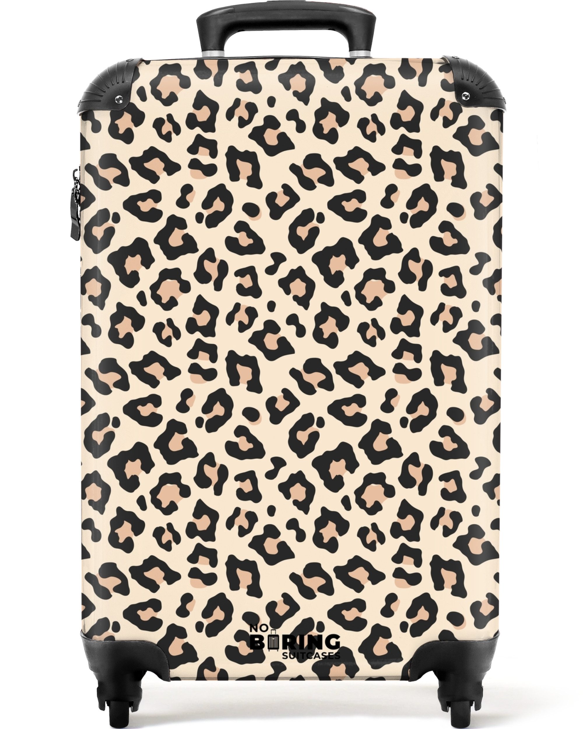 NoBoringSuitcases.com© Hartschalen-Trolley Beigefarbenes Leopardenfleckenmuster 55x35x20cm, Reisetasche mit Rollen, Koffer Handgepäck Flugzeug