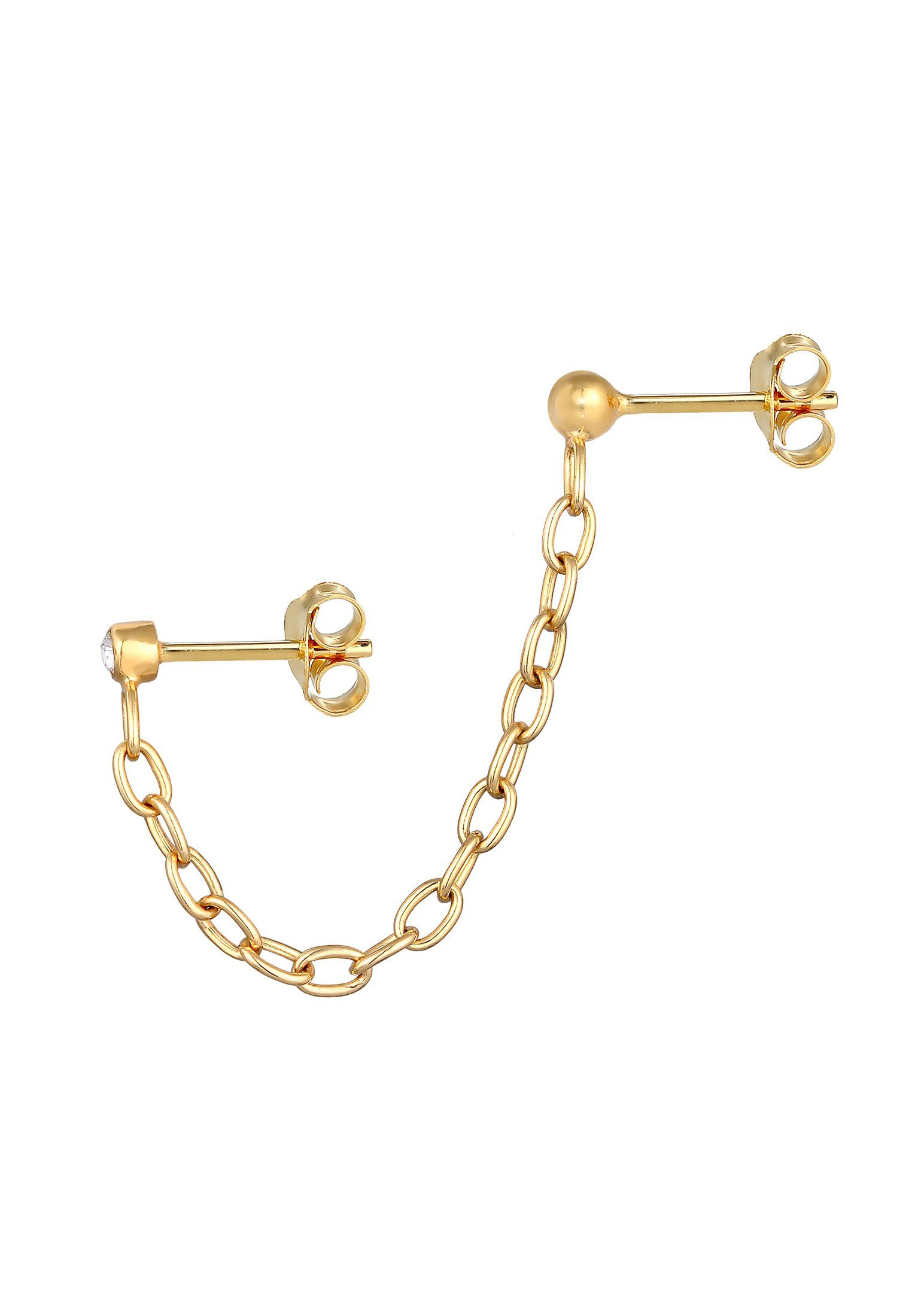 Kristall Ohrstecker Elli Piercing Paar Silber 925 Kette Gold