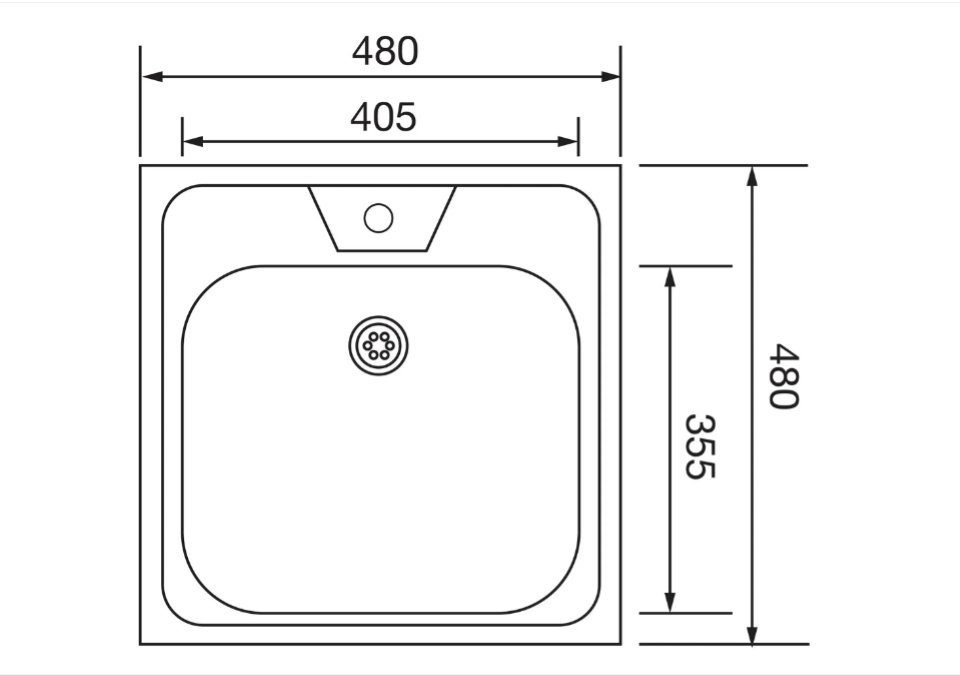 Siphon-Set, inkl. cm 48x48 Faizee Edelstahlspüle Edelstahl Möbel Spiral + Rechteckig Armatur Edelstahlspüle