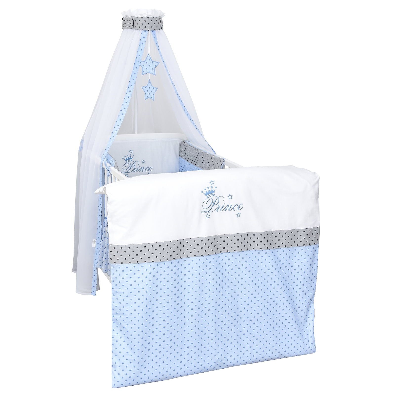 Baby-Delux Babybettwäsche Baby Bettwäsche Set 4-Tlg. Nestchen Chiffonhimmel, Baumwolle, 4 teilig, Bettset für Babybetten 140x70 & 120x60 verschiedene Designs