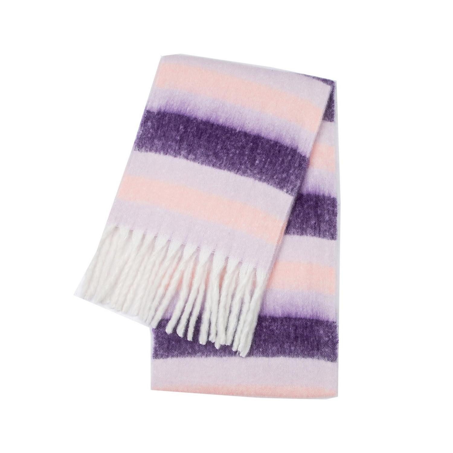 LuxusKollektion Schal Damen Schal Kariert Lila 215x35cm