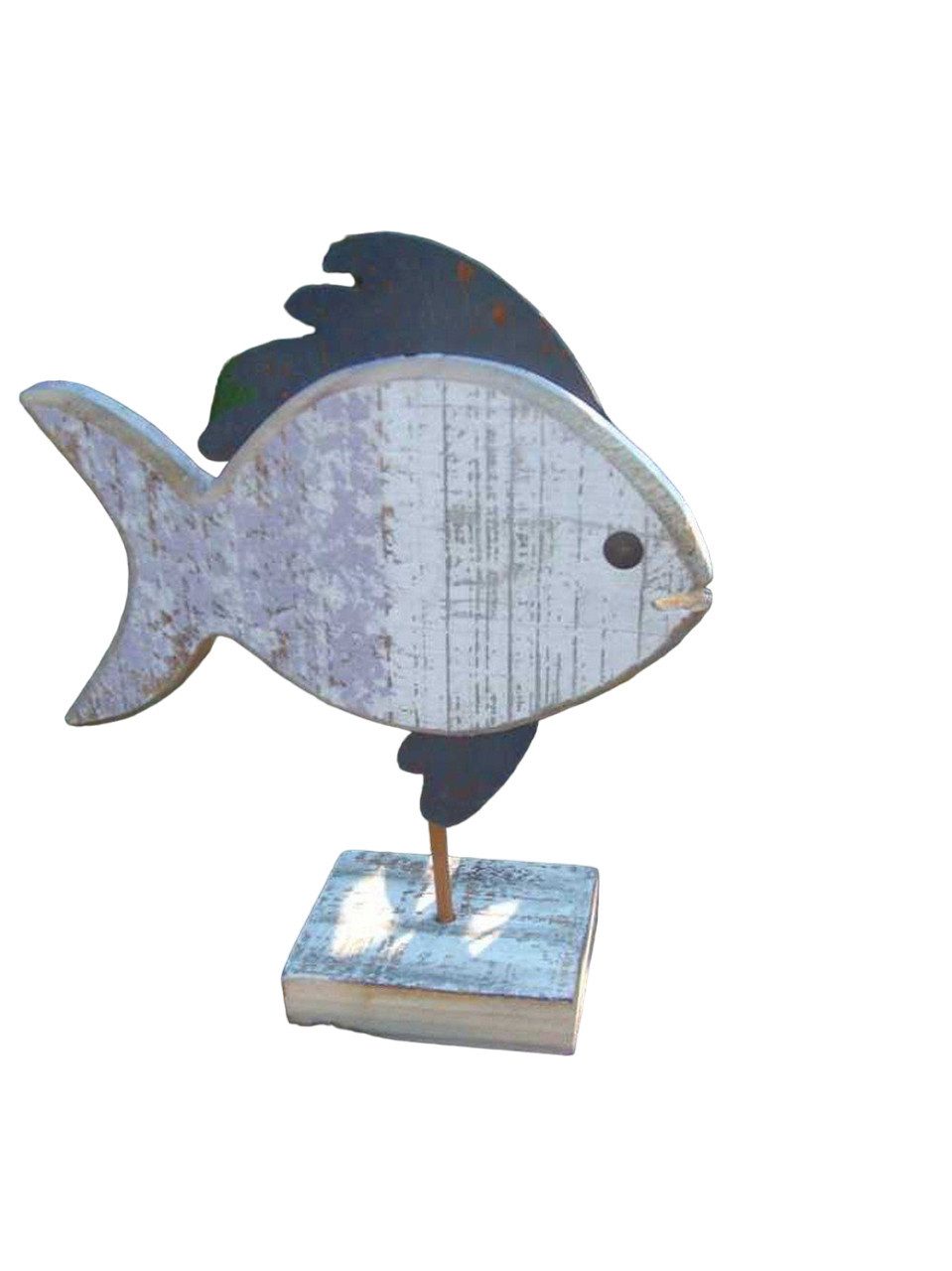 Dekofigur Maritime Deko. Aufsteller Fisch Holz + Eisen violett Handarbeit 24 cm