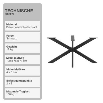 STADO Tischbein Tischgestell Kreuzgestell Spider X-Design Möbelbeine 120x78x71cm DIY