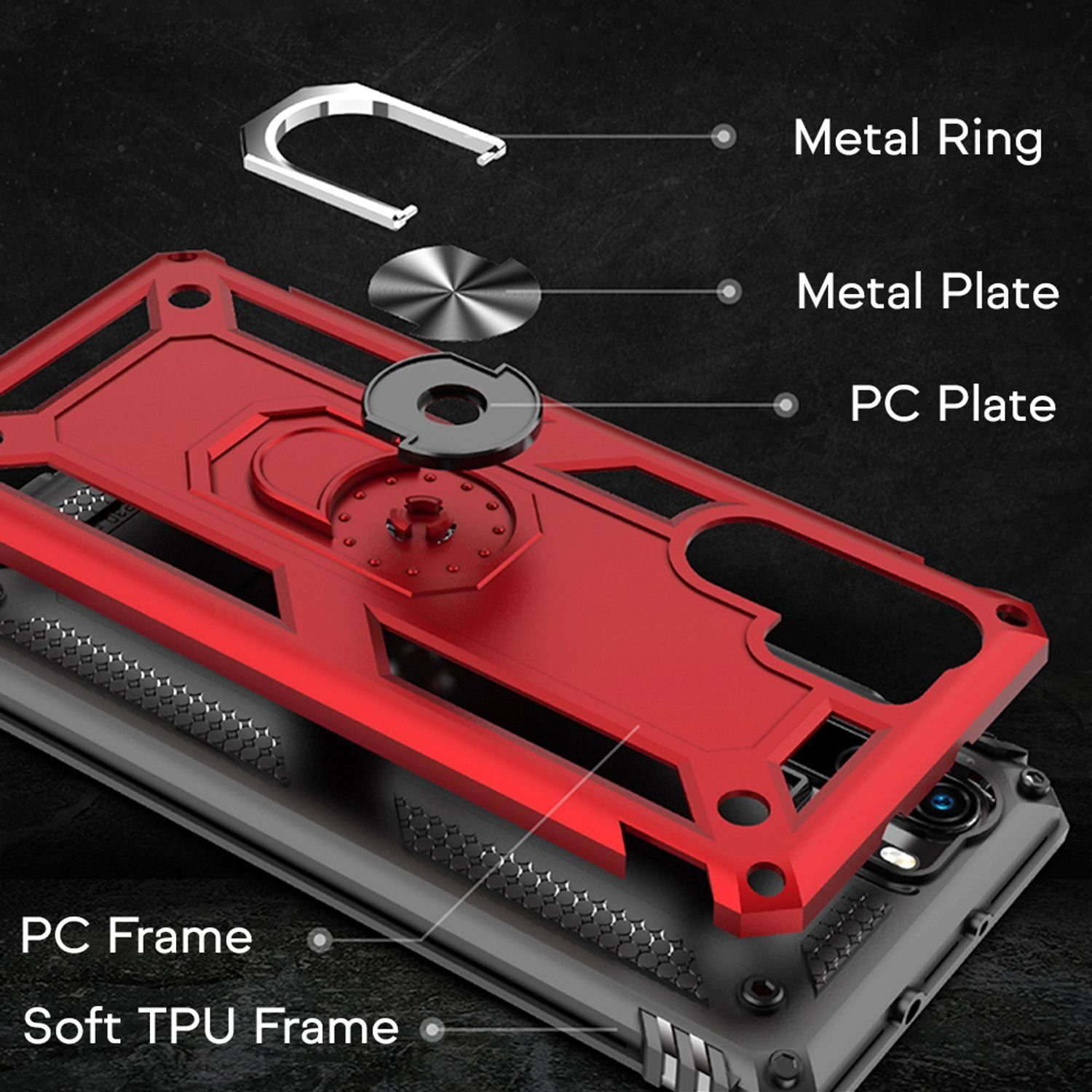 Nalia Smartphone-Hülle Huawei P30 Pro 16,5 cm (6,5 Zoll), Outdoor Military Style Hülle mit Ring / Extrem Schützend / Panzer Case