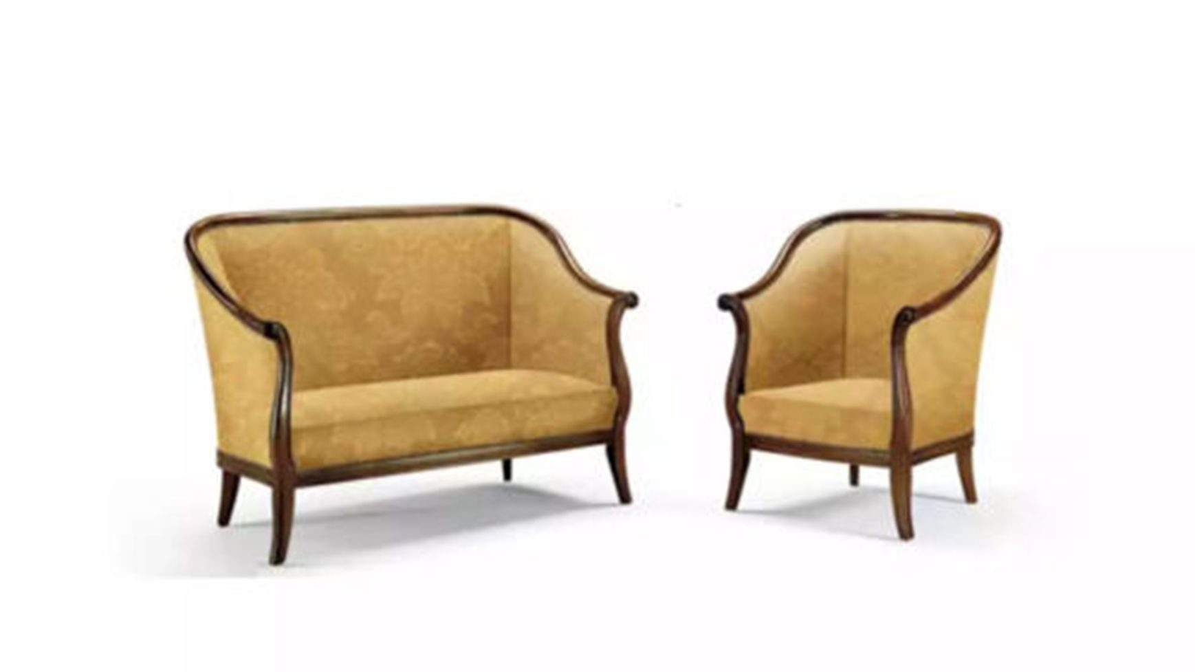 Gelb Sitzer 2 Stil, in Italienische 2 Wohnzimmer-Set JVmoebel + Sessel Made Sitzer Sessel), Set (2-St., Klassischer Sofa Italy Wohnzimmer