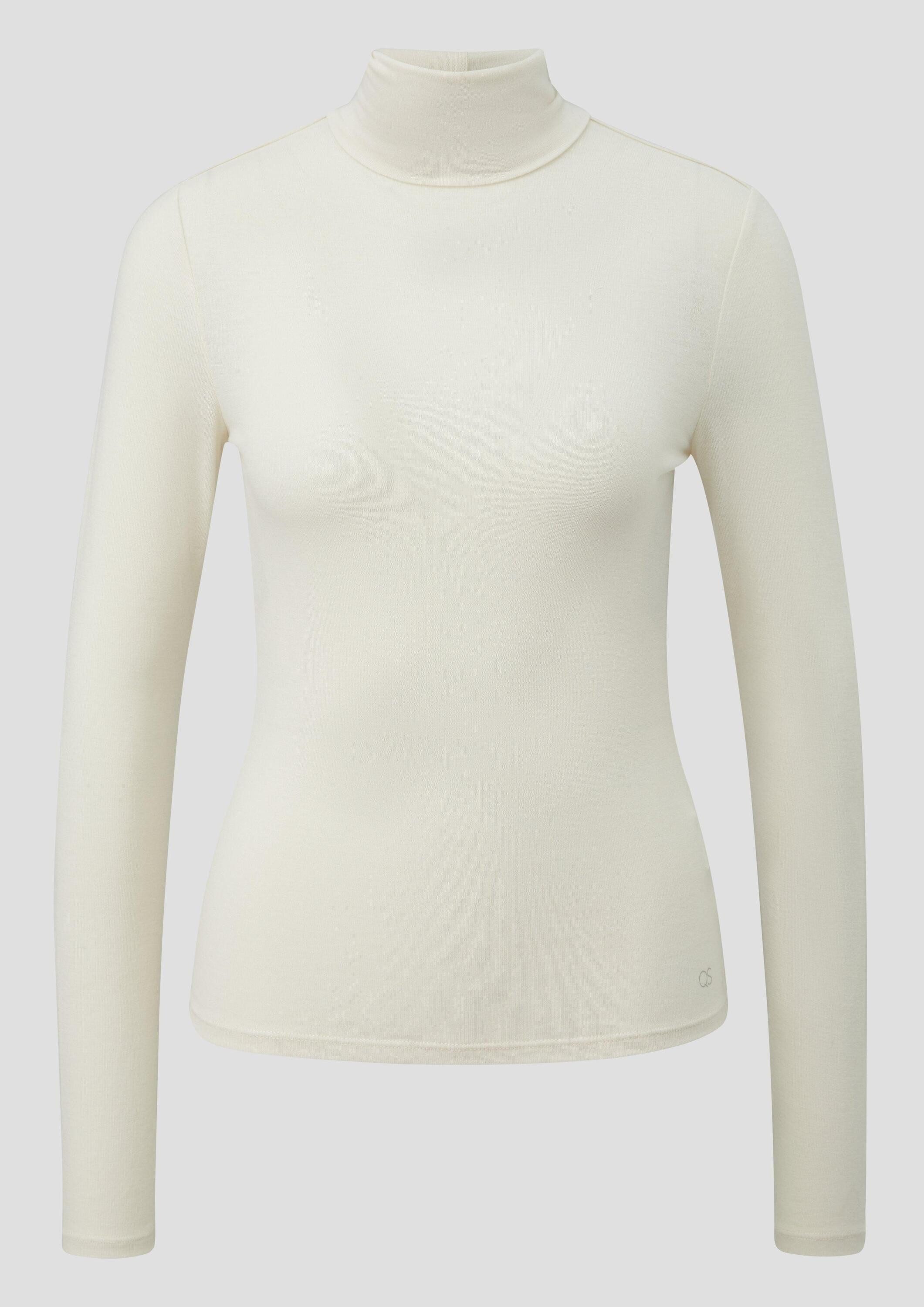 QS Langarmshirt T-Shirt Leicht transparentes Rollkragenshirt