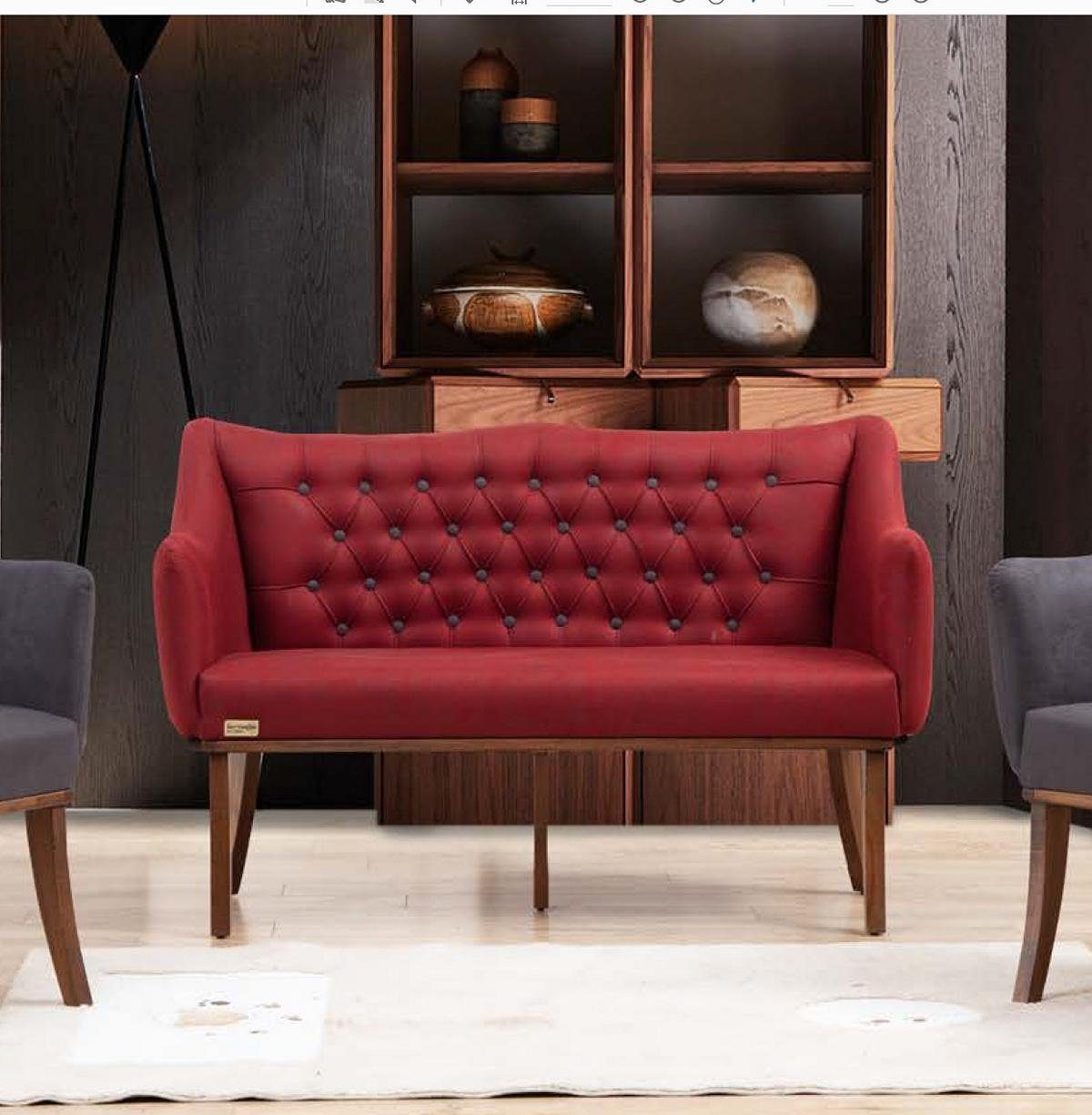 Möbel Bank Sitzbank Chesterfield Küchen Rot Zweisitzer Klassische JVmoebel Couch
