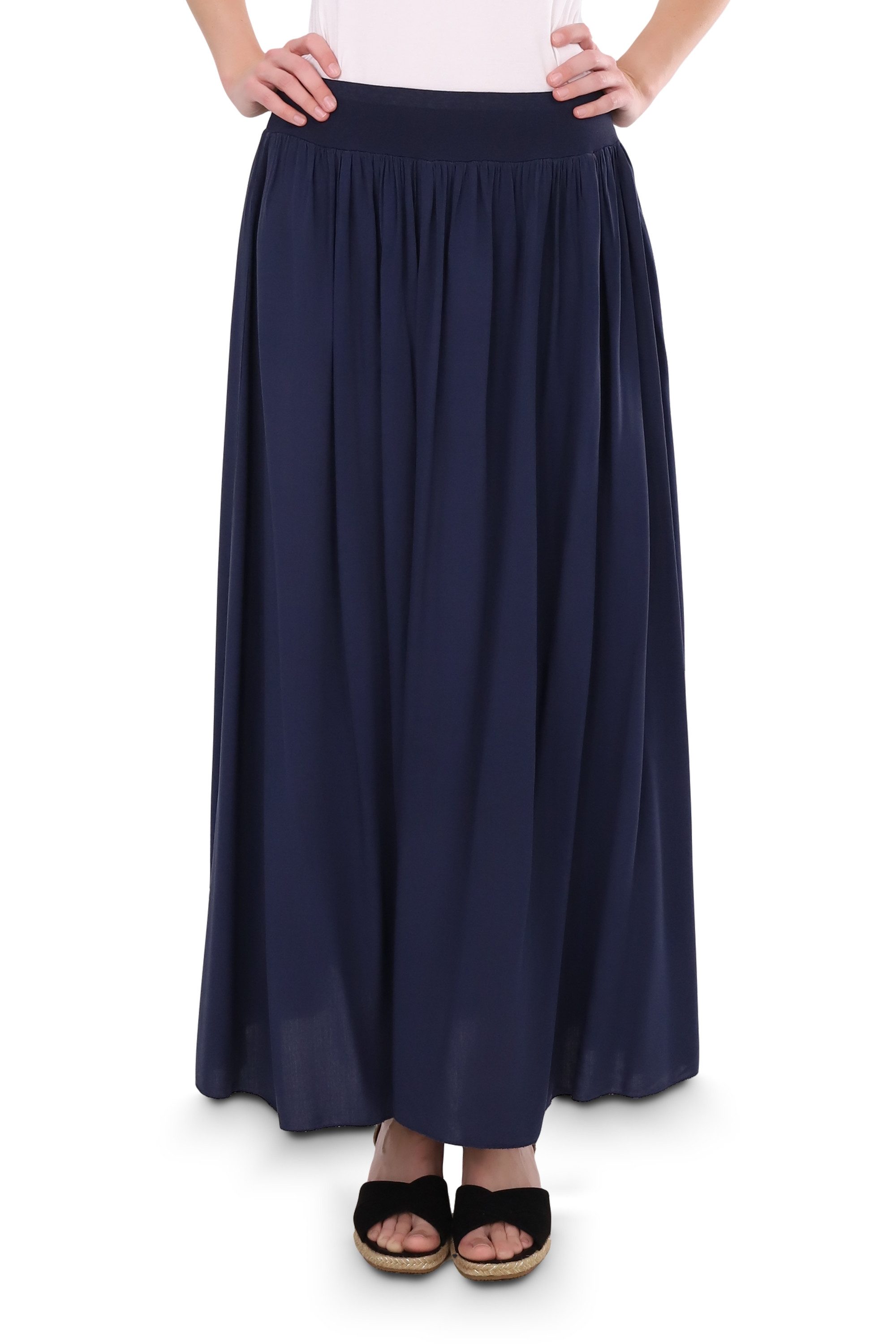 malito more than fashion Sommerrock malito Damen Maxi Rock, langer Rock blickdicht, Sommerrock mit Bund leichter eleganter Sommer Rock
