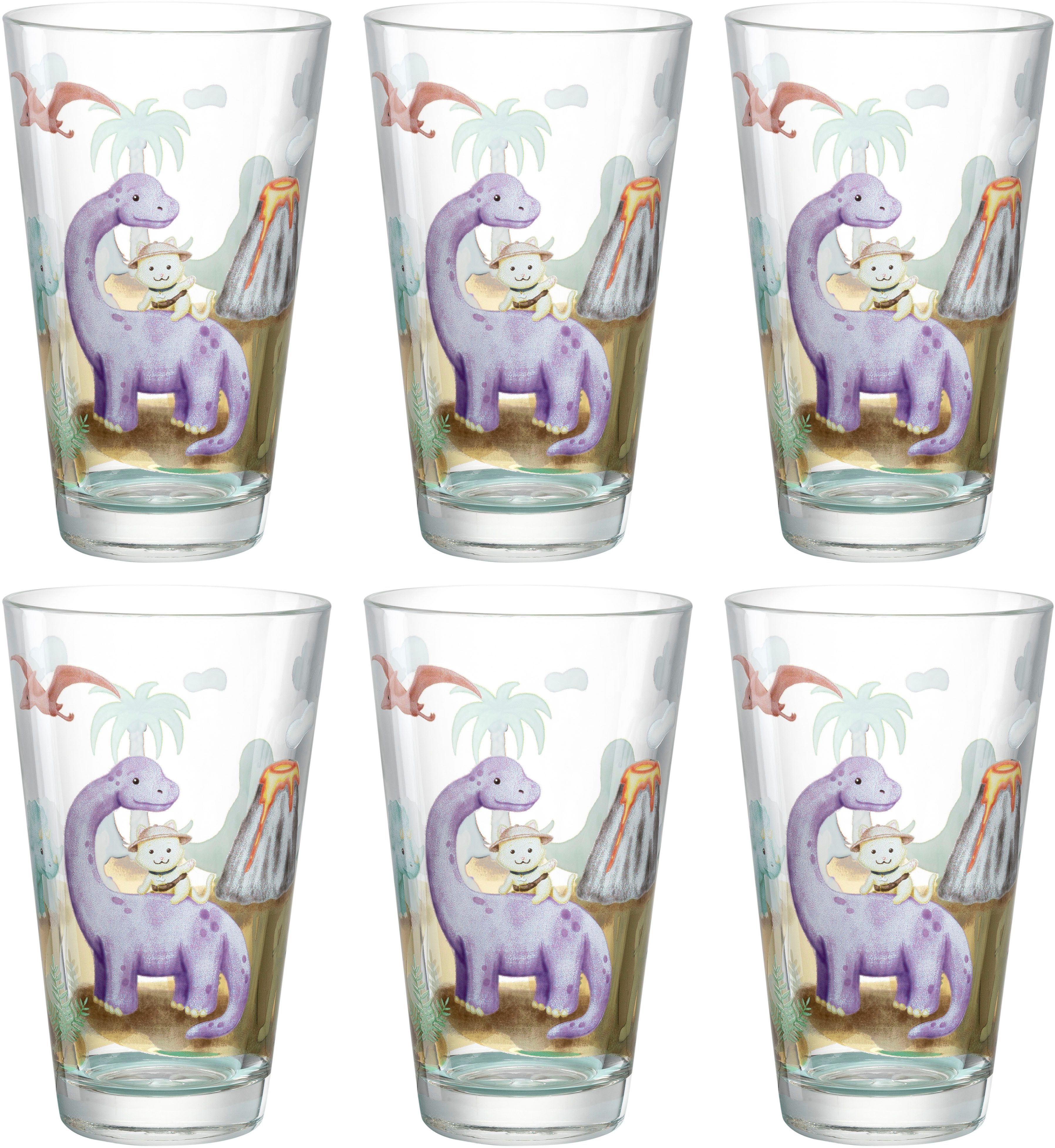 LEONARDO Gläser-Set Dino BAMBINI AVVENTURA, Glas, 300 ml, 6-teilig