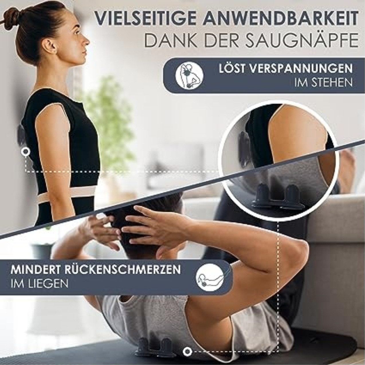 CHIROGUN Saugglocke mit Massagerollen Chirogun DuoTrigger, Triggerpunkt Duo, Anwendungsbeispiele