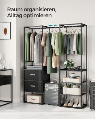 SONGMICS Kleiderschrank Kleiderständer hochbelastbar, 2 Schubladen, 4 Ablagen