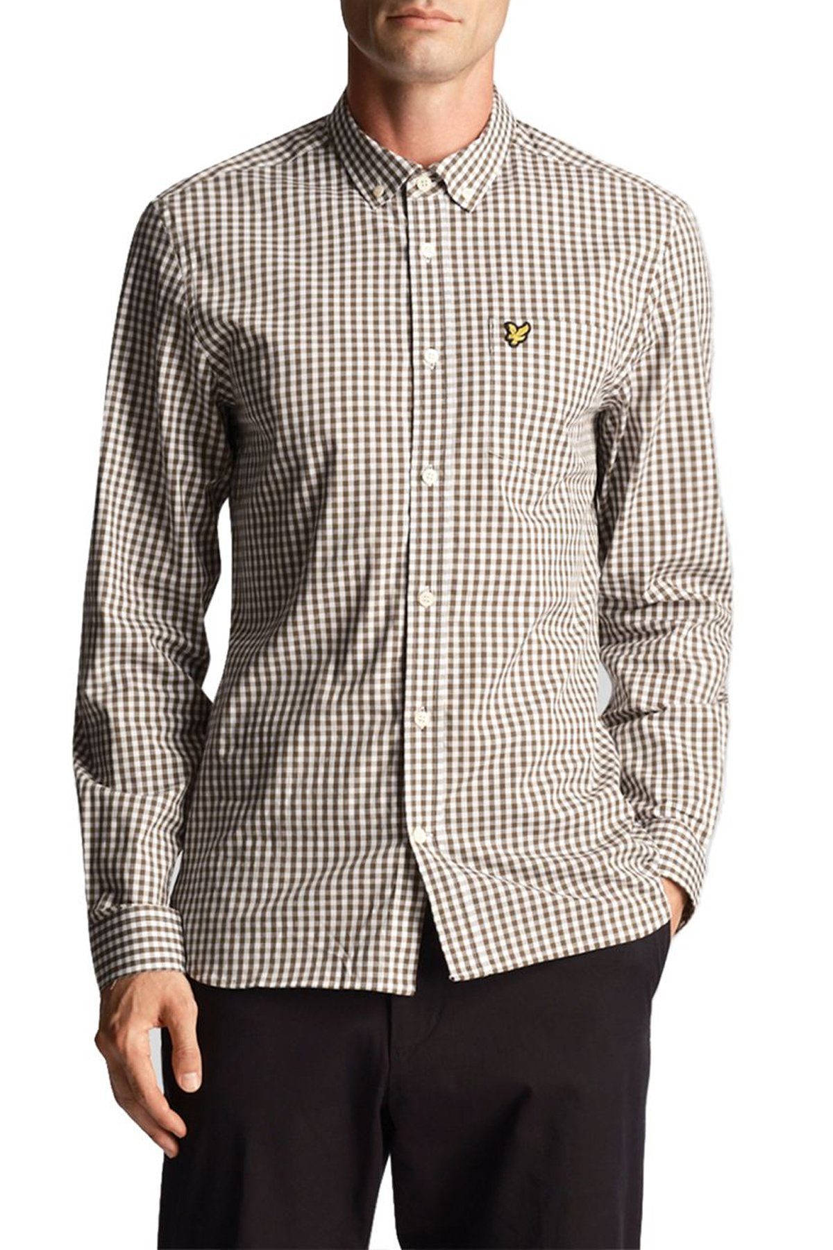 Langarmhemd Herren, Baumwolle, Mit Button-Down Kragen