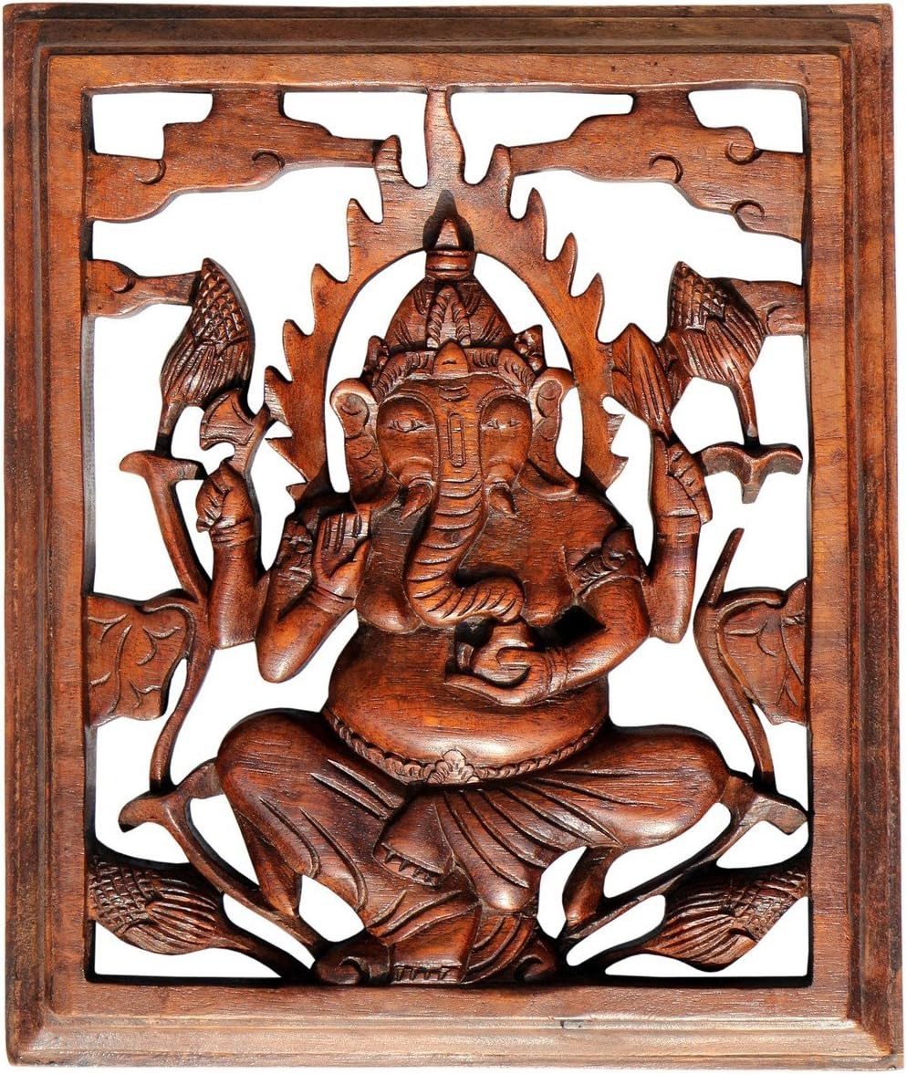 Wogeka Wanddekoobjekt Wand-Relief 30 cm Asien Feng Shui rechteckig Wanddeko, Buddha oder Ganesha