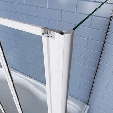 duschspa Badewannenaufsatz 140cm 4-teilige Faltwand Duschwand Glaswand mit Seitenwand, Einscheibensicherheitsglas, Sicherheitsglas, (Set), Glas