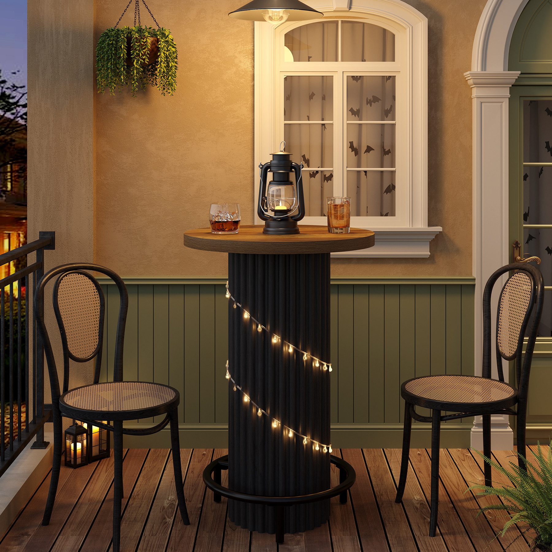 Tribesigns Bartisch 100 cm Bistrotisch aus Holz mit Metallfußstütze, Küchentisch (Stehtisch mit Fußstütze, für Essbereich, Café, Wohnzimmer, Wohnung, Balkon)