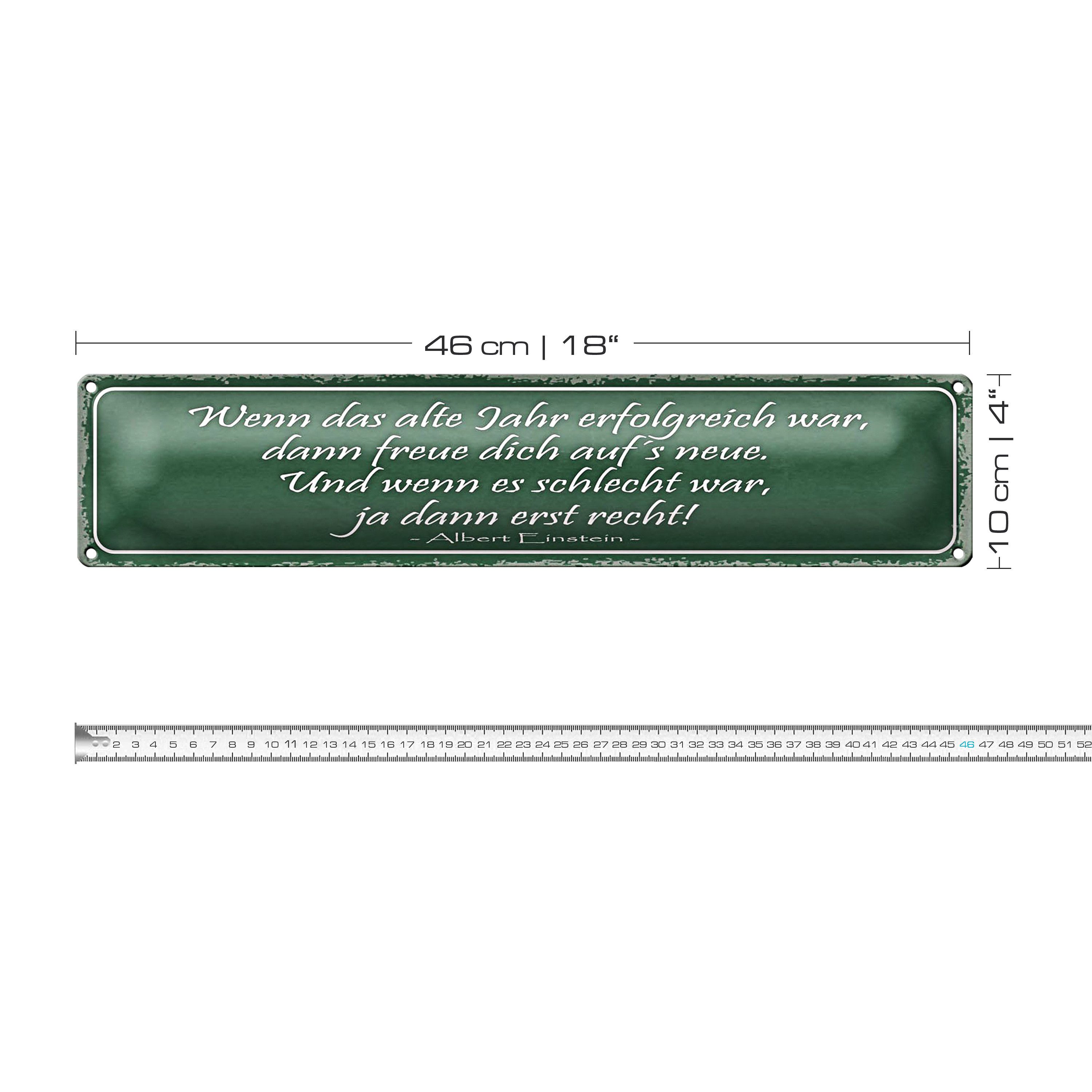 Roomando Metallschild Blechschild Spruch 46x10cm wenn das alte Jahr erfolgreich Dekoration