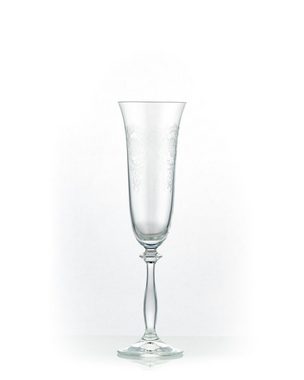 Crystalex Sektglas Royal mit unterschiedlichen Ornamenten, Kristallglas, Kristallglas, 6 Gläser mit verschiedenen Ornamenten, Pantografie